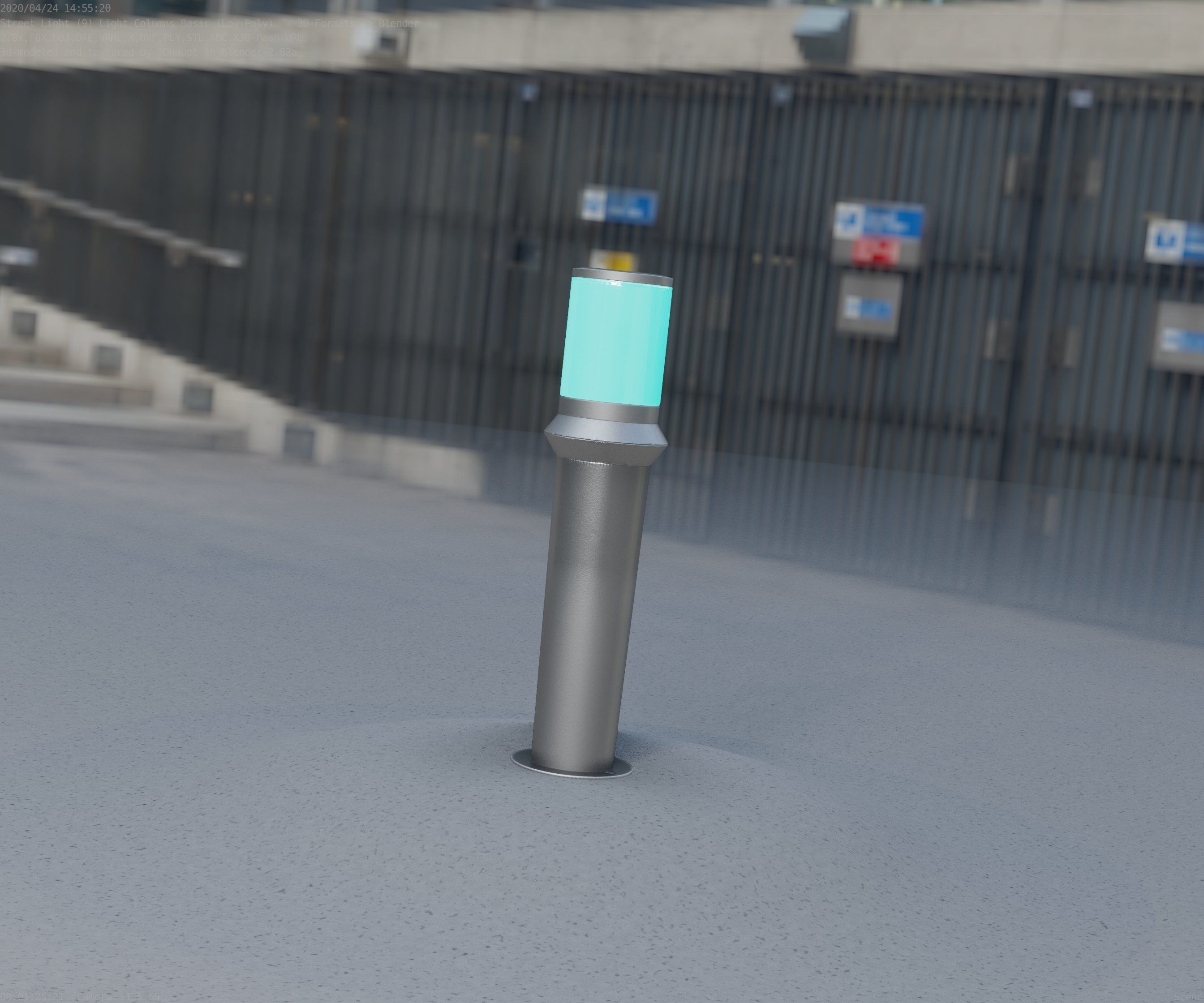 Low-Poly Basic Light Column 21 - Street Light Set-9 Low-poly 3D model_62