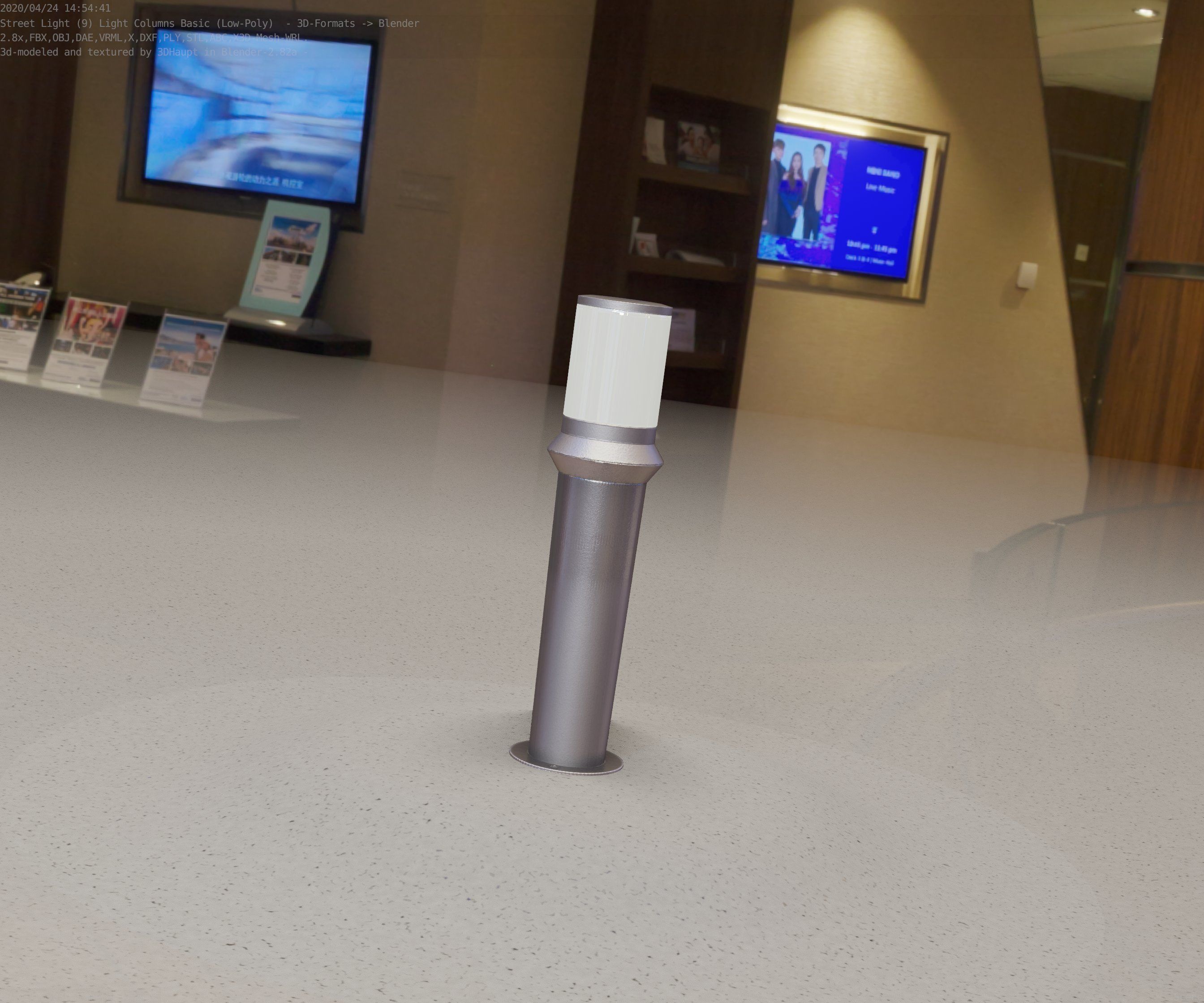 Low-Poly Basic Light Column 21 - Street Light Set-9 Low-poly 3D model_44