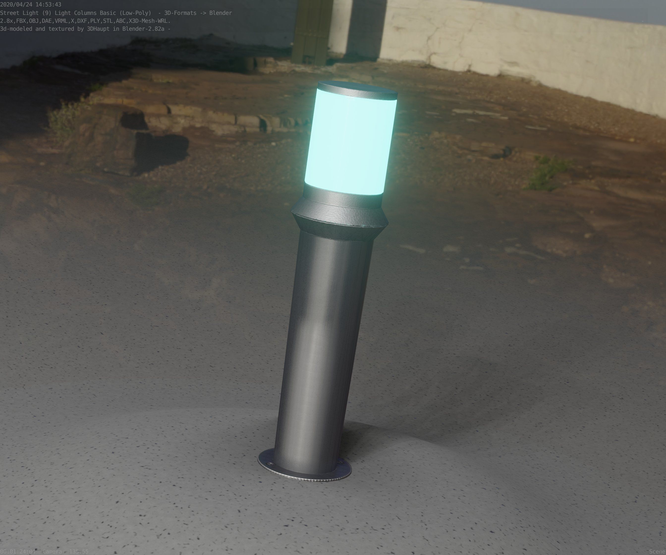 Low-Poly Basic Light Column 21 - Street Light Set-9 Low-poly 3D model_22