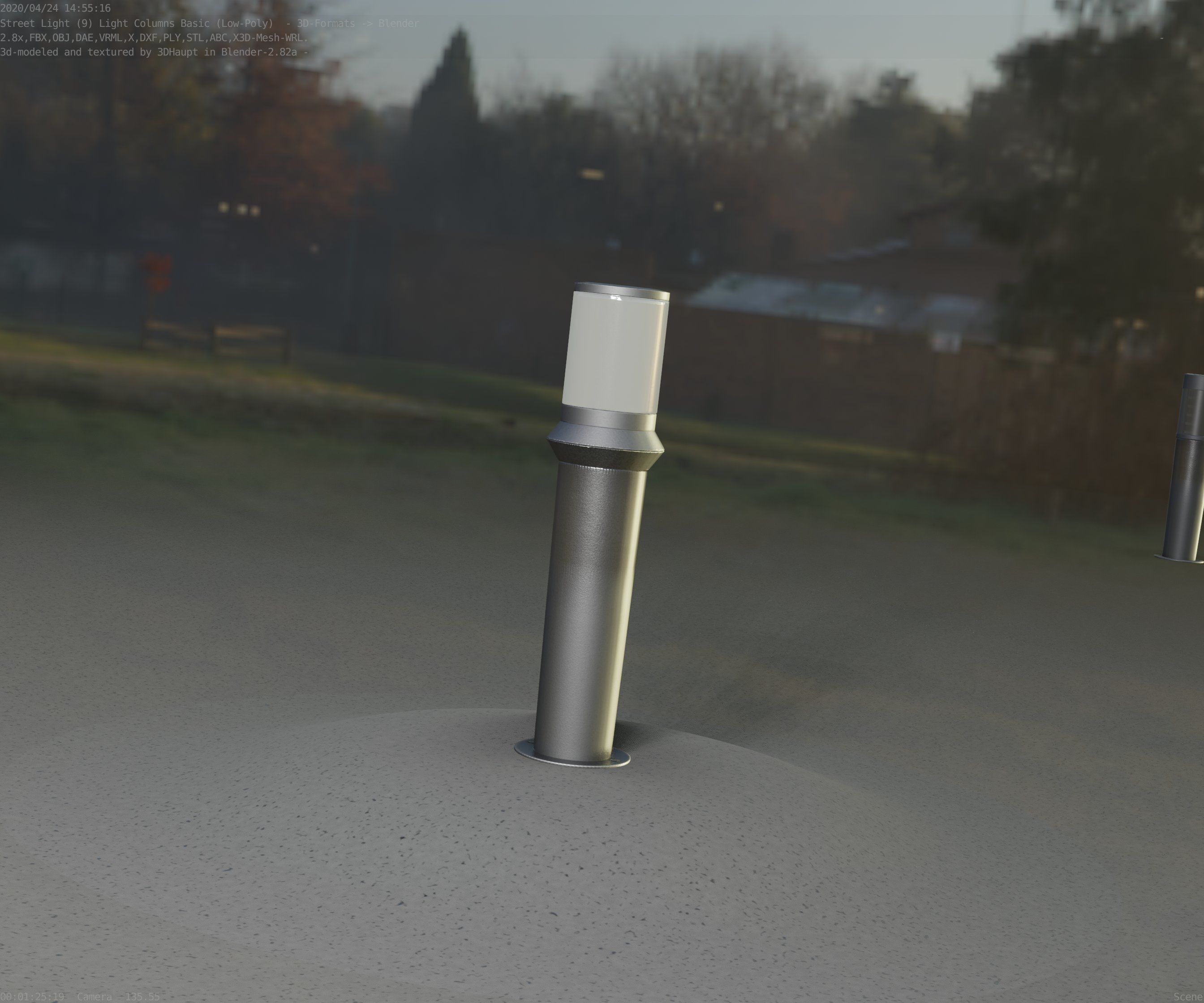 Low-Poly Basic Light Column 21 - Street Light Set-9 Low-poly 3D model_60