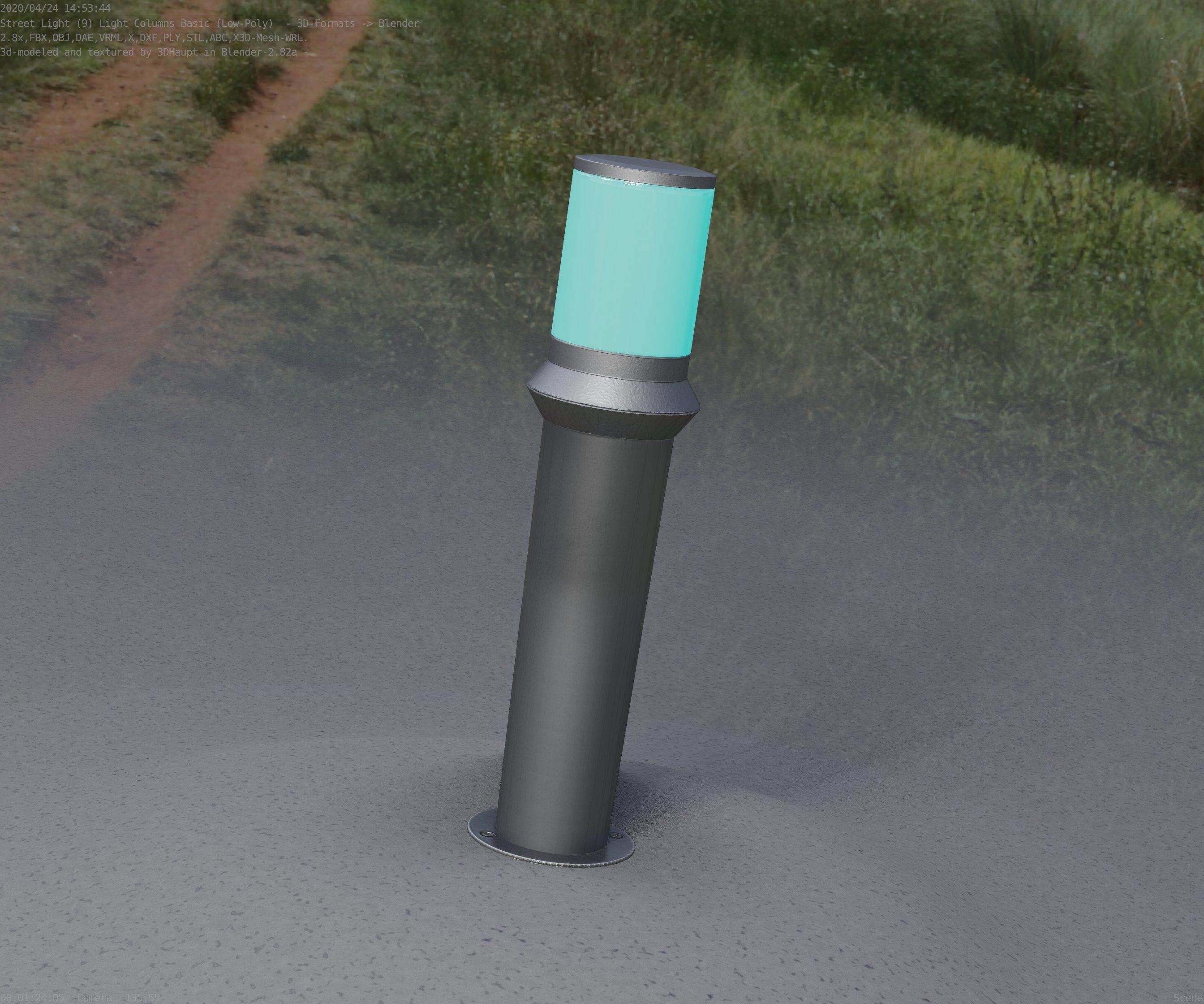 Low-Poly Basic Light Column 21 - Street Light Set-9 Low-poly 3D model_23