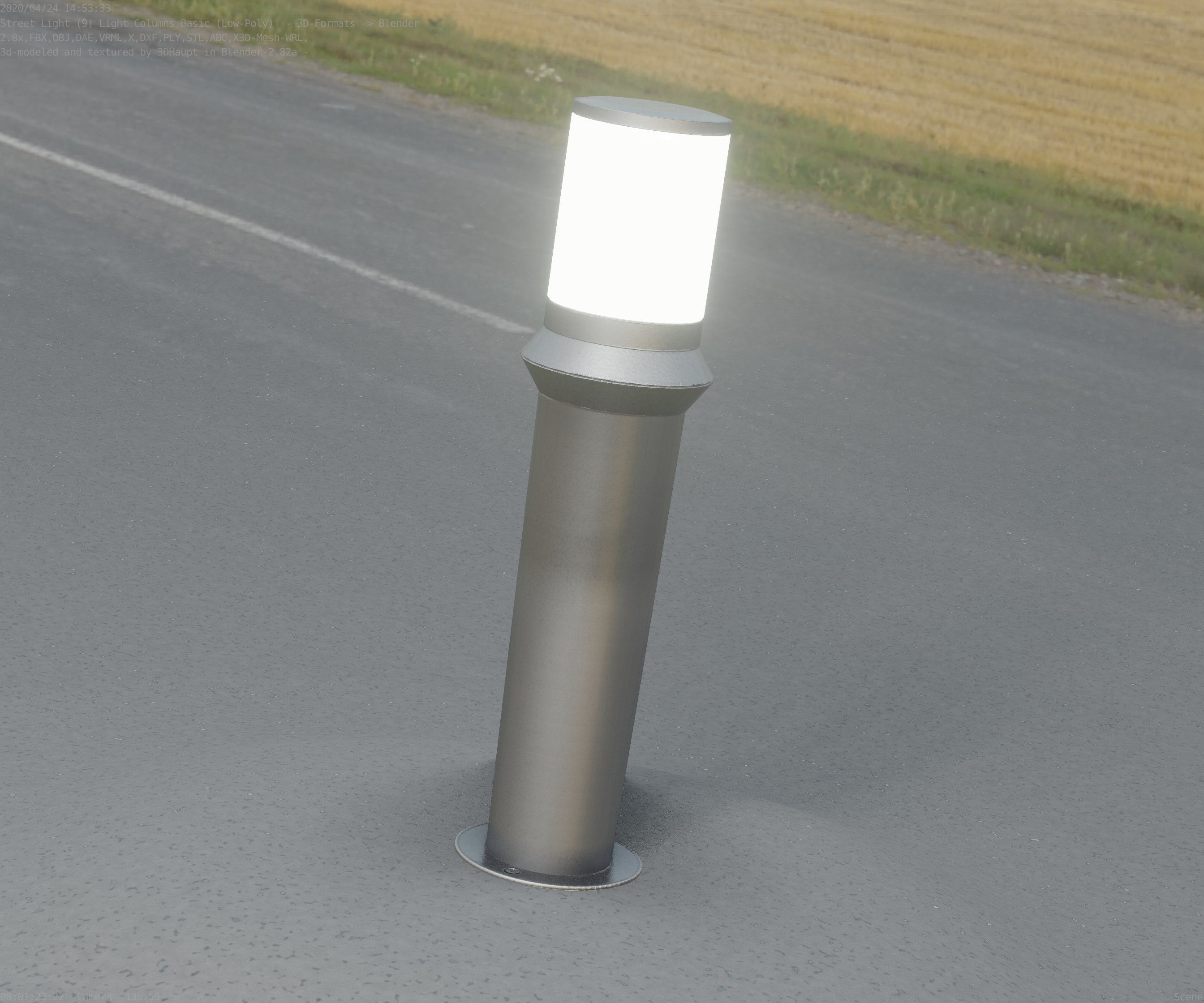Low-Poly Basic Light Column 21 - Street Light Set-9 Low-poly 3D model_16