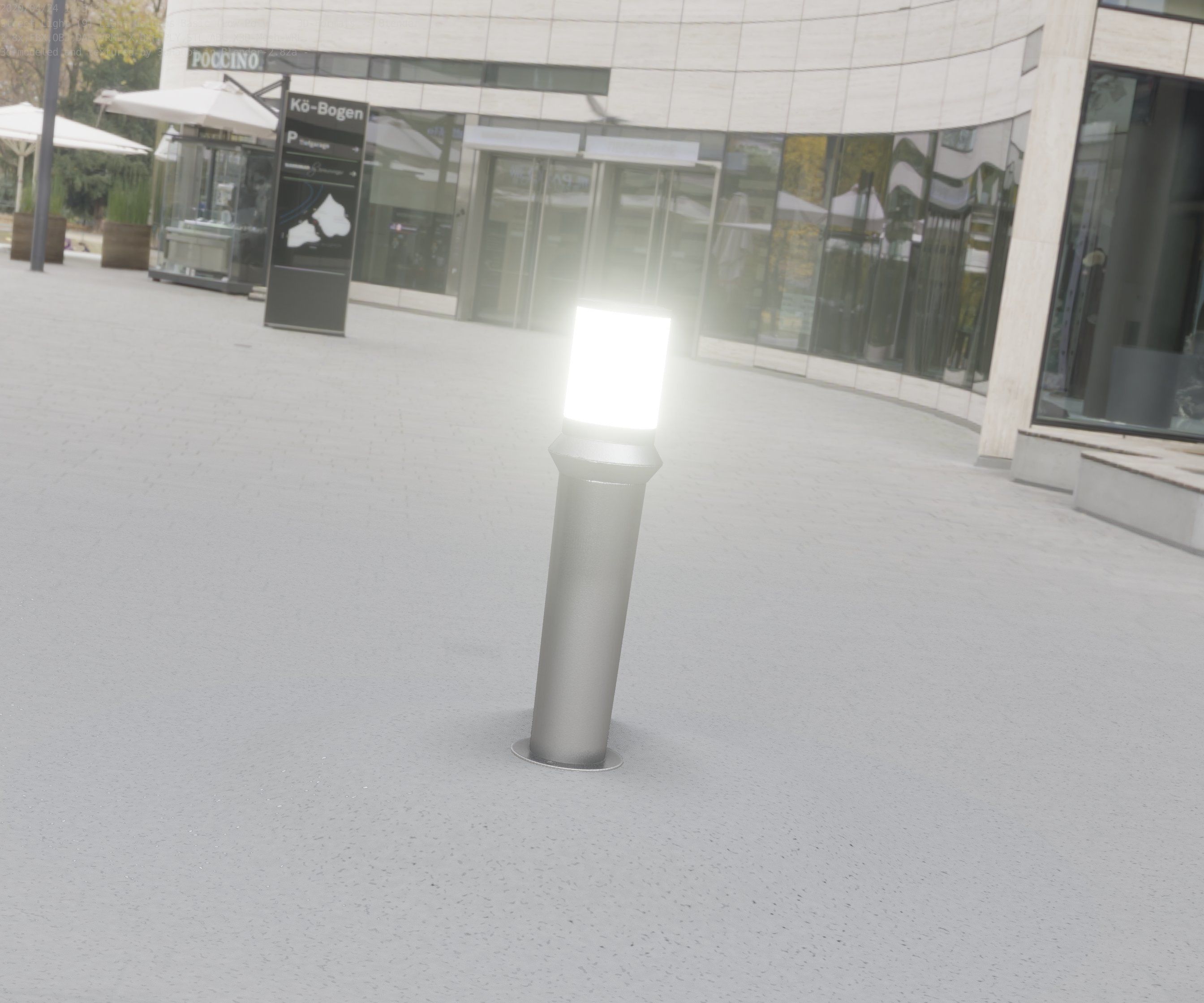 Low-Poly Basic Light Column 21 - Street Light Set-9 Low-poly 3D model_45