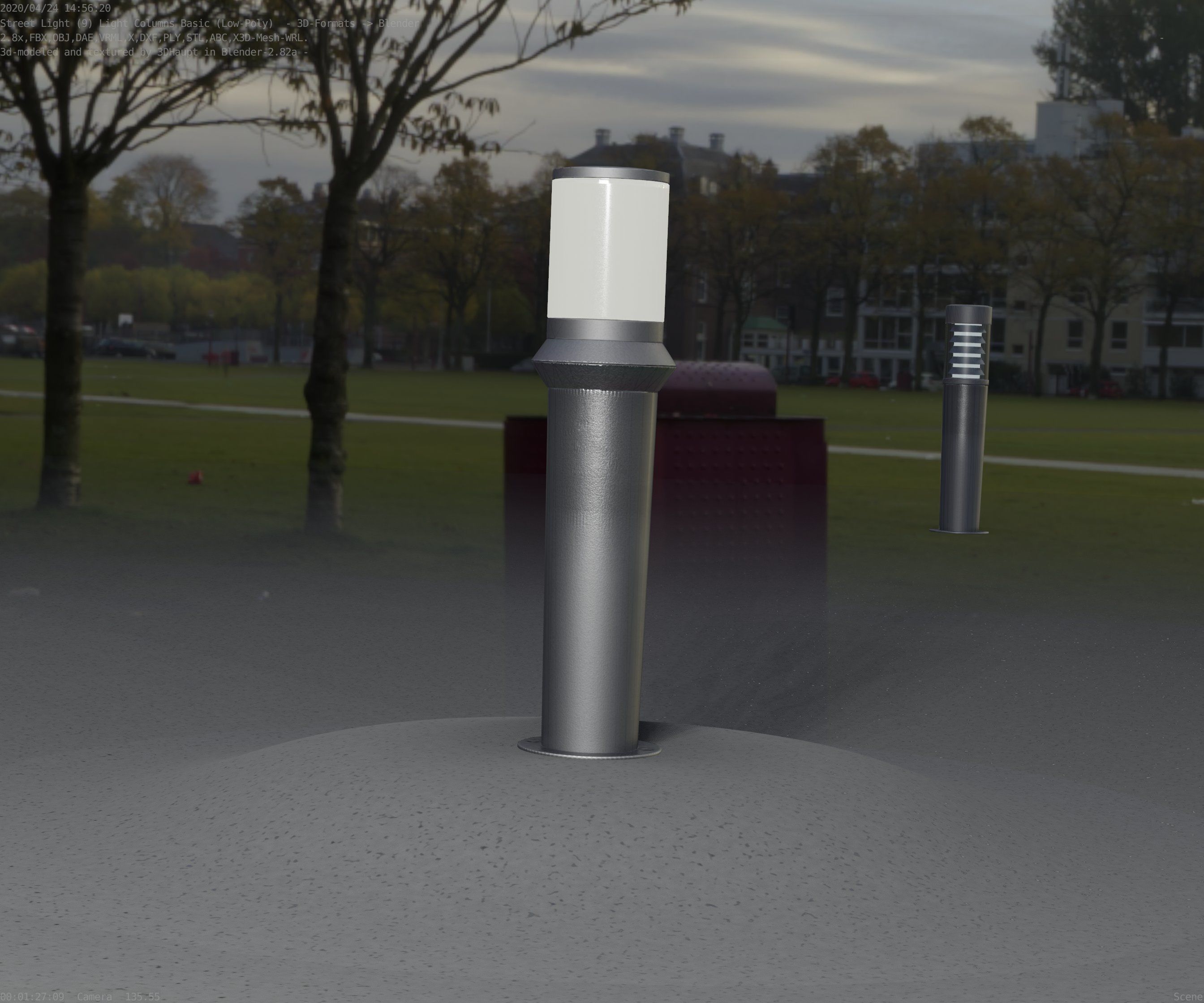Low-Poly Basic Light Column 21 - Street Light Set-9 Low-poly 3D model_97