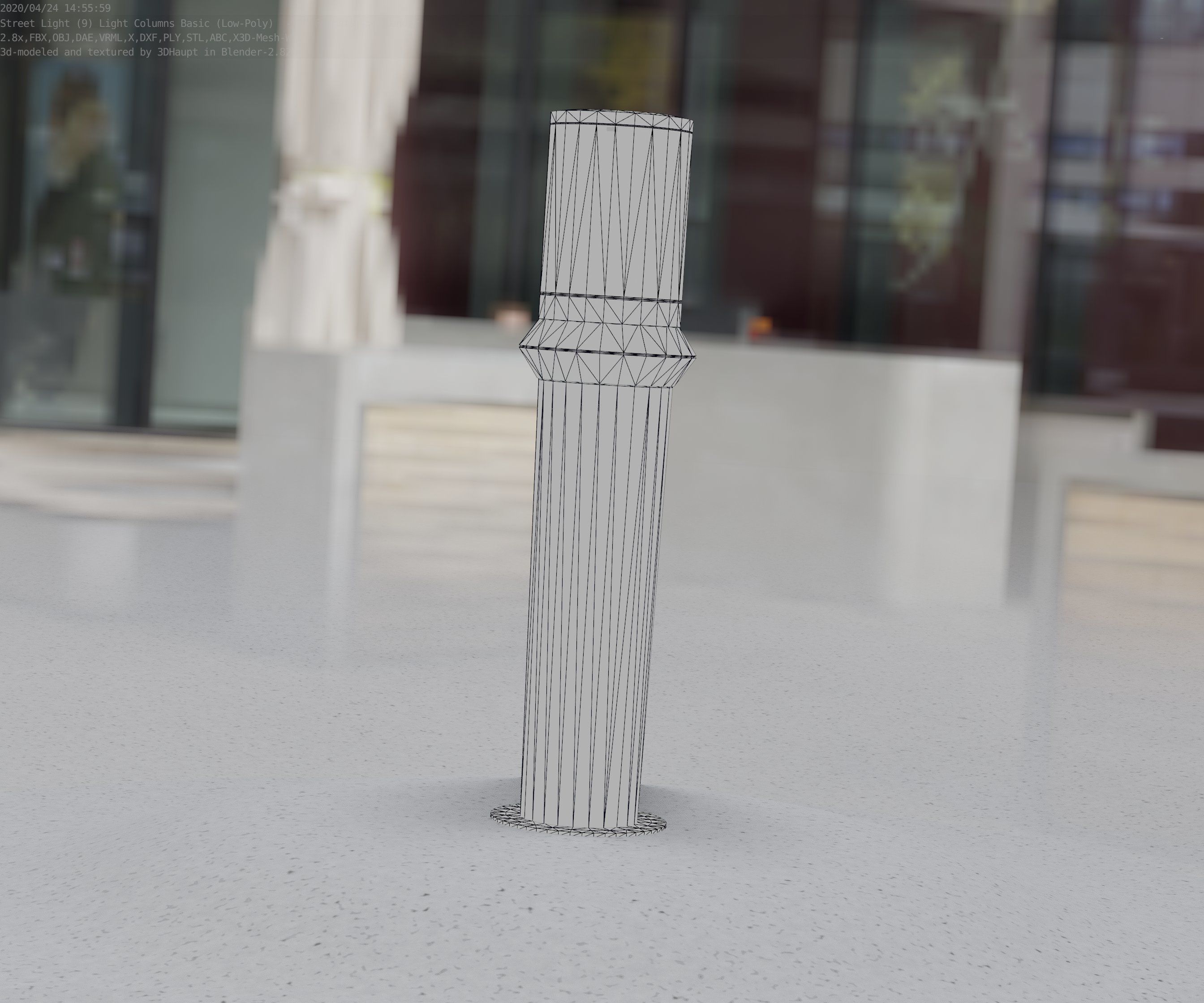 Low-Poly Basic Light Column 21 - Street Light Set-9 Low-poly 3D model_85