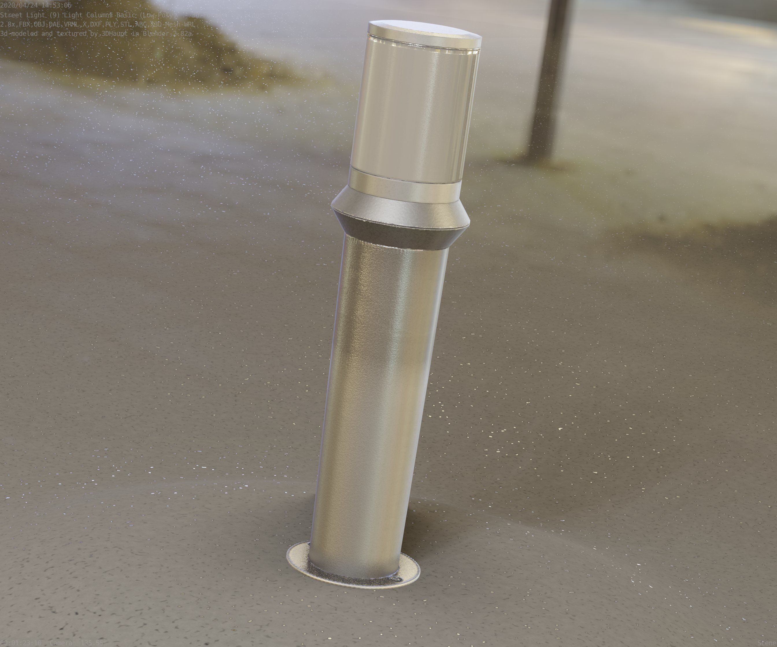 Low-Poly Basic Light Column 21 - Street Light Set-9 Low-poly 3D model_5