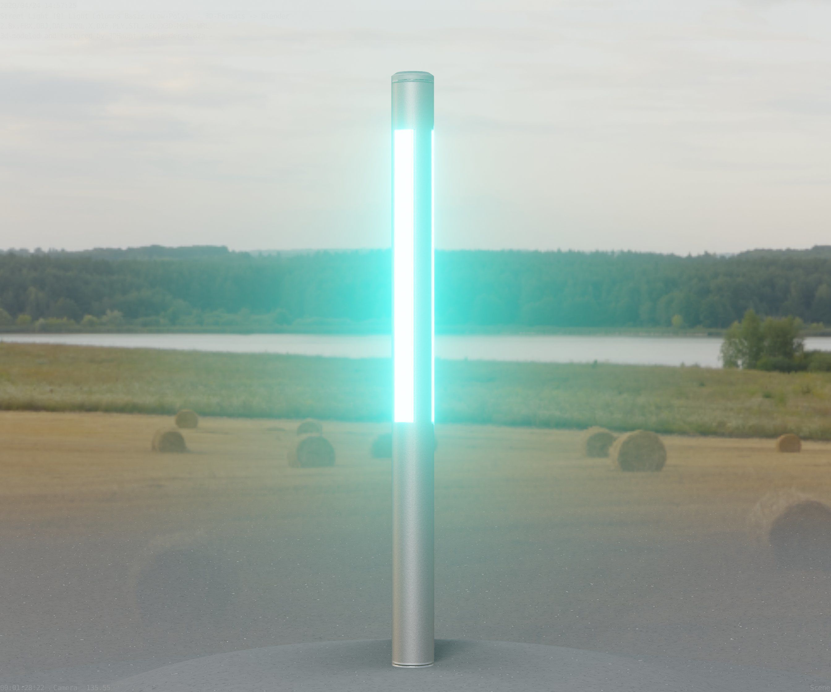 Low-Poly Basic Light Column 22 - Street Light Set-9 Low-poly 3D model_35