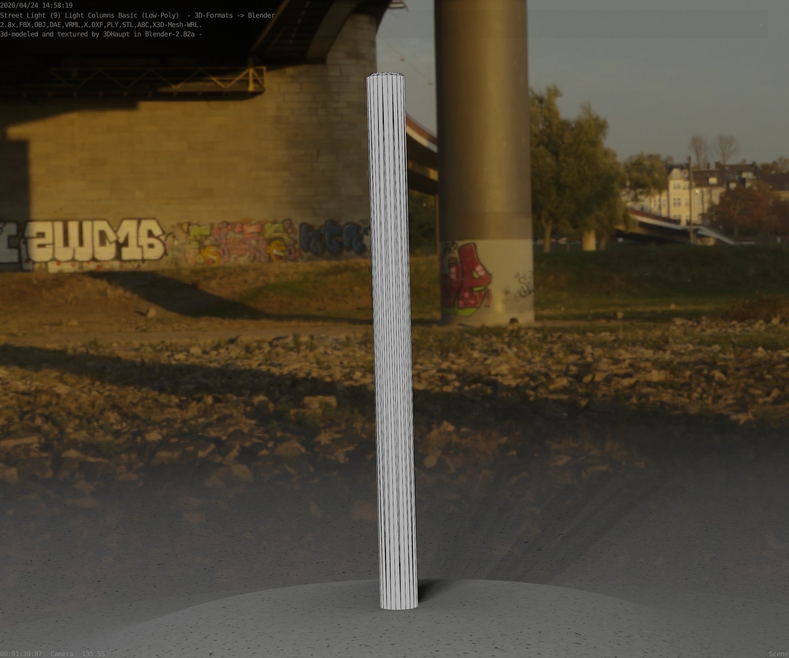 Low-Poly Basic Light Column 22 - Street Light Set-9 Low-poly 3D model_67