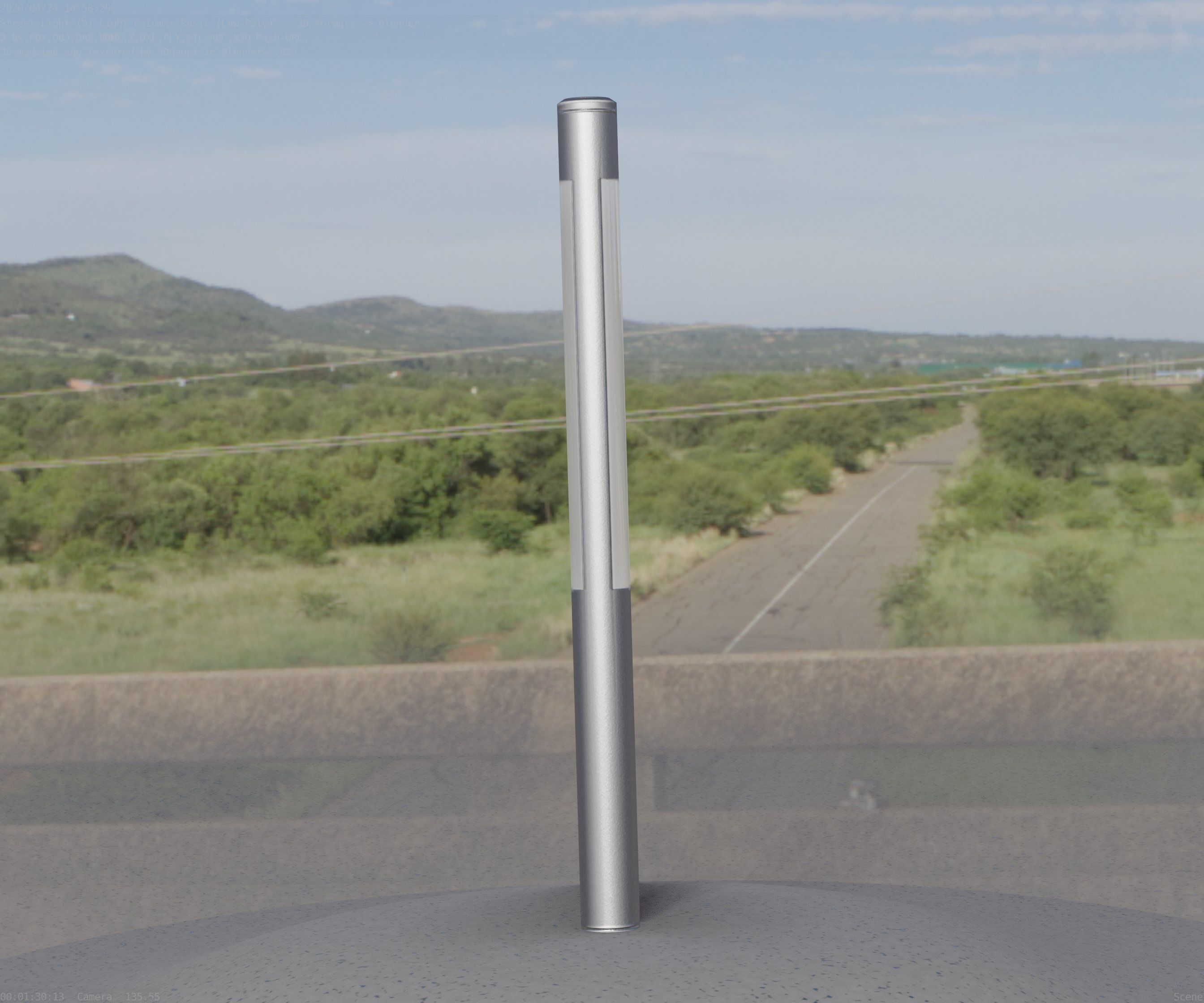 Low-Poly Basic Light Column 22 - Street Light Set-9 Low-poly 3D model_73