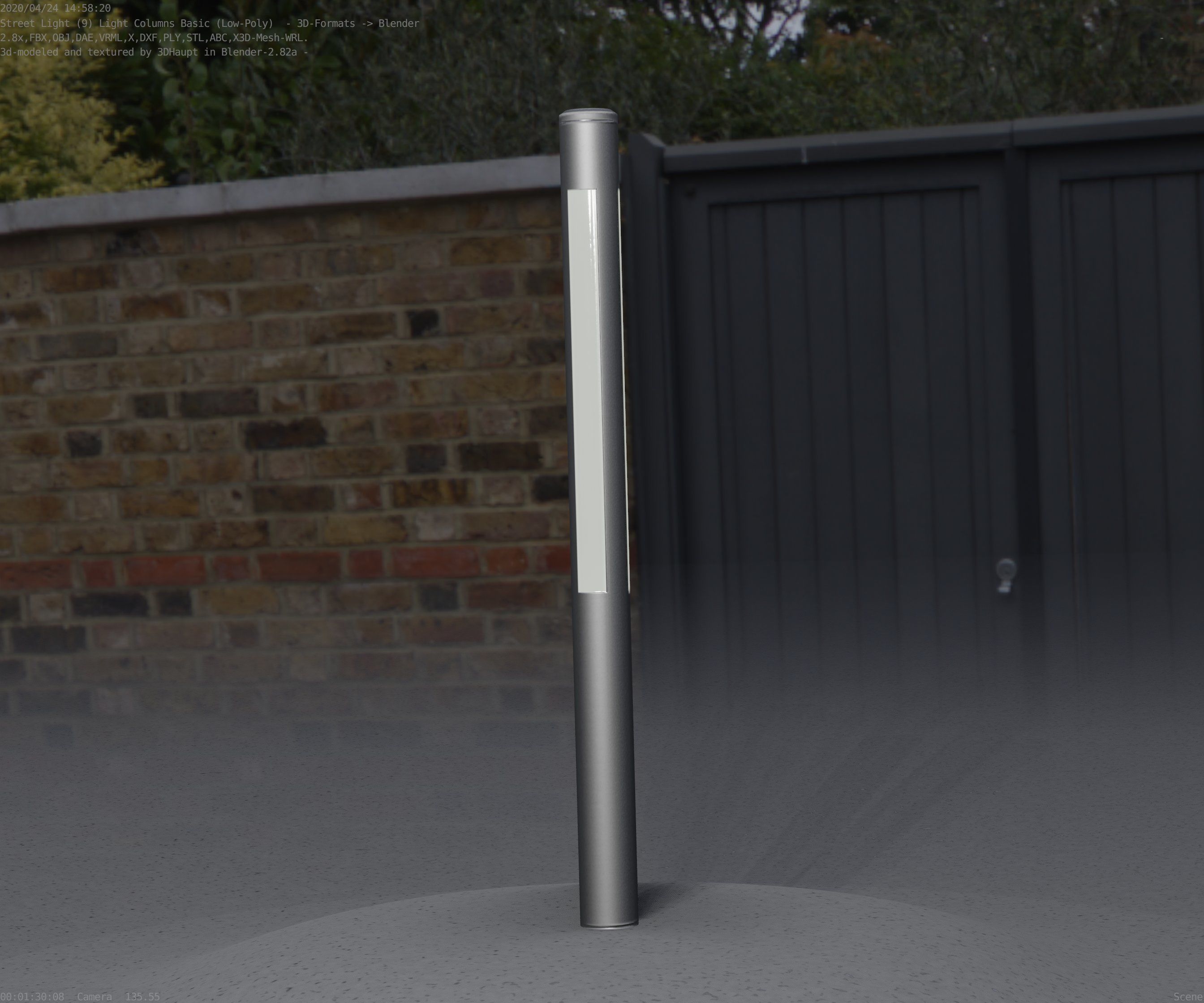 Low-Poly Basic Light Column 22 - Street Light Set-9 Low-poly 3D model_68