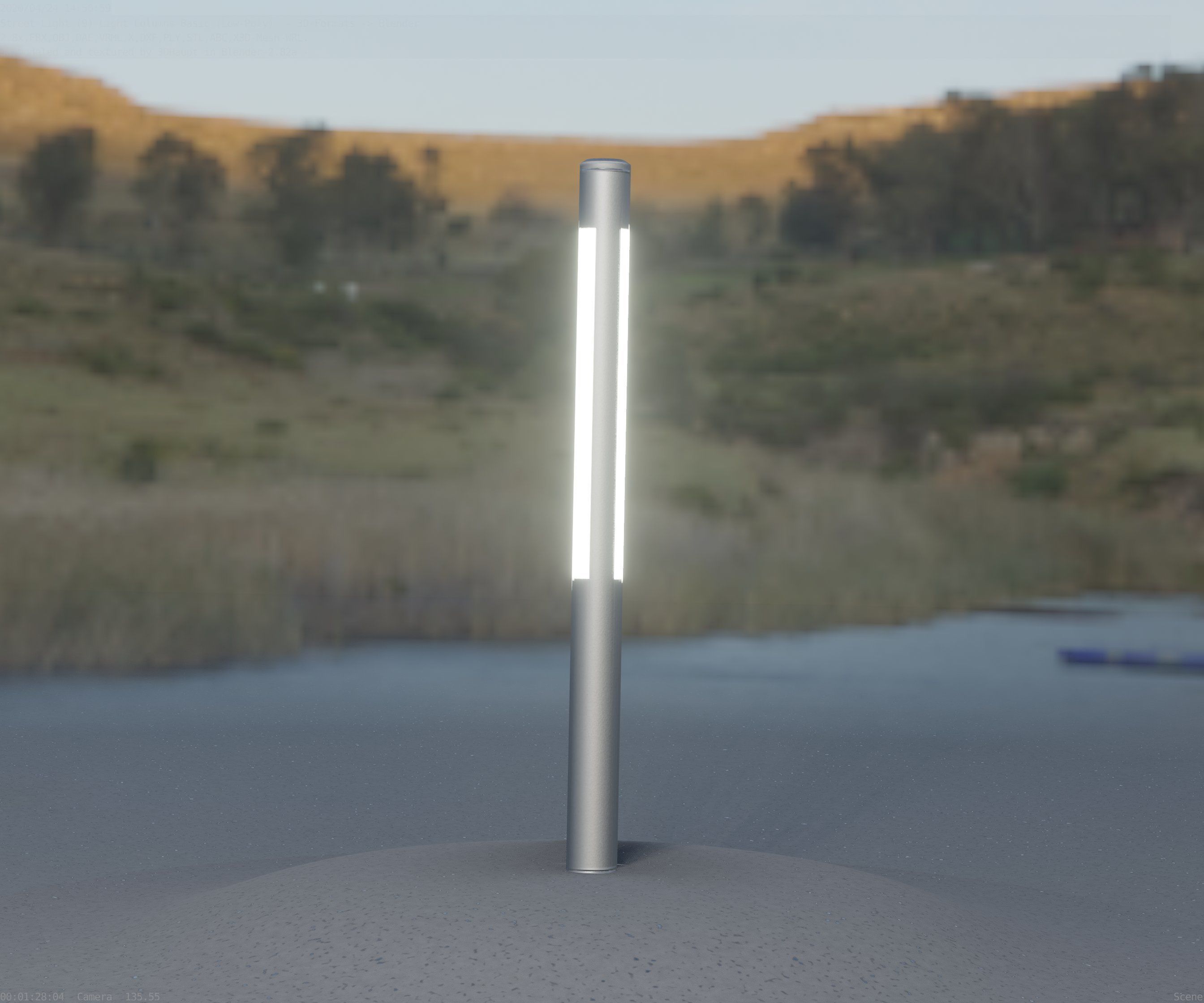 Low-Poly Basic Light Column 22 - Street Light Set-9 Low-poly 3D model_17