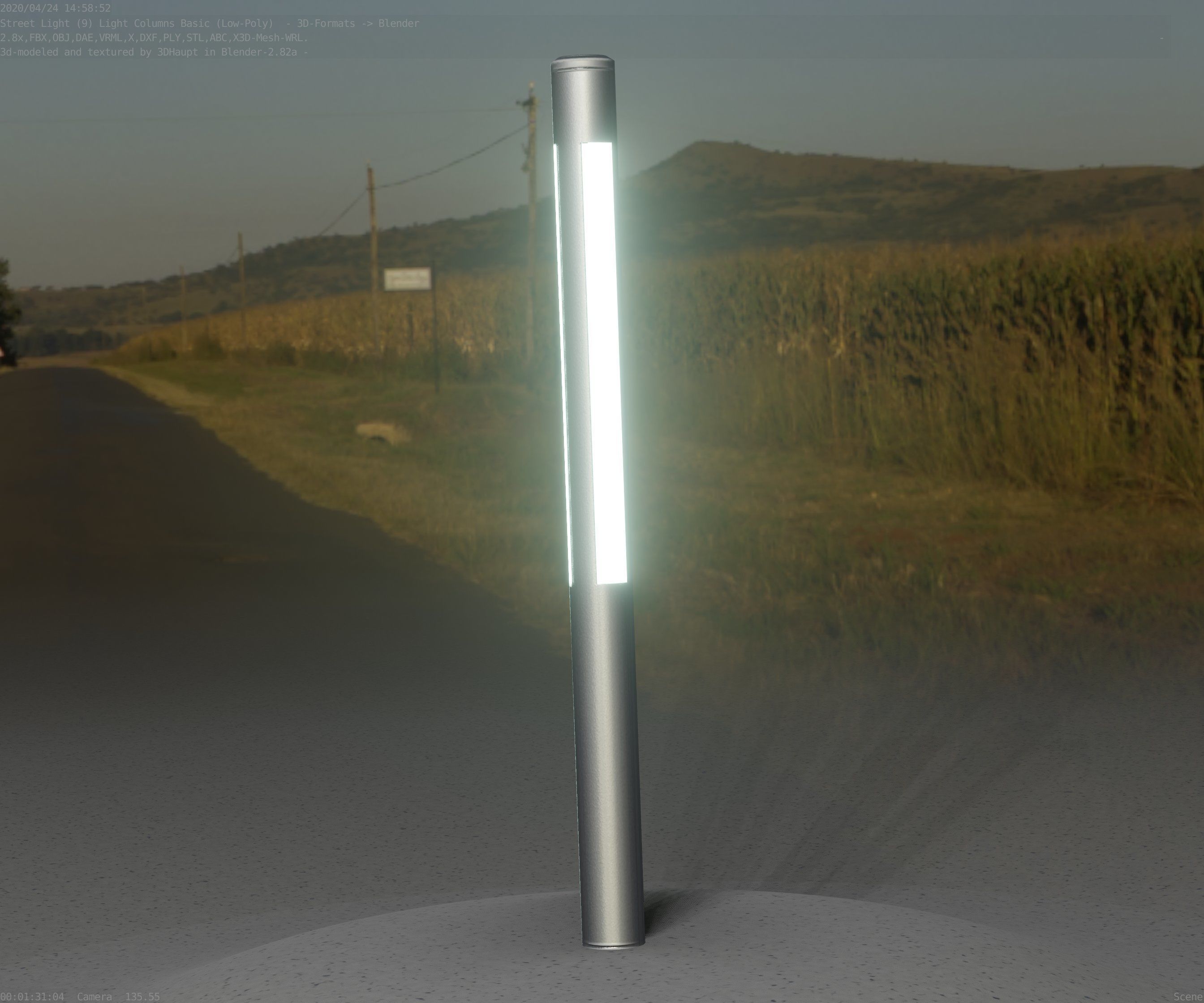 Low-Poly Basic Light Column 22 - Street Light Set-9 Low-poly 3D model_88