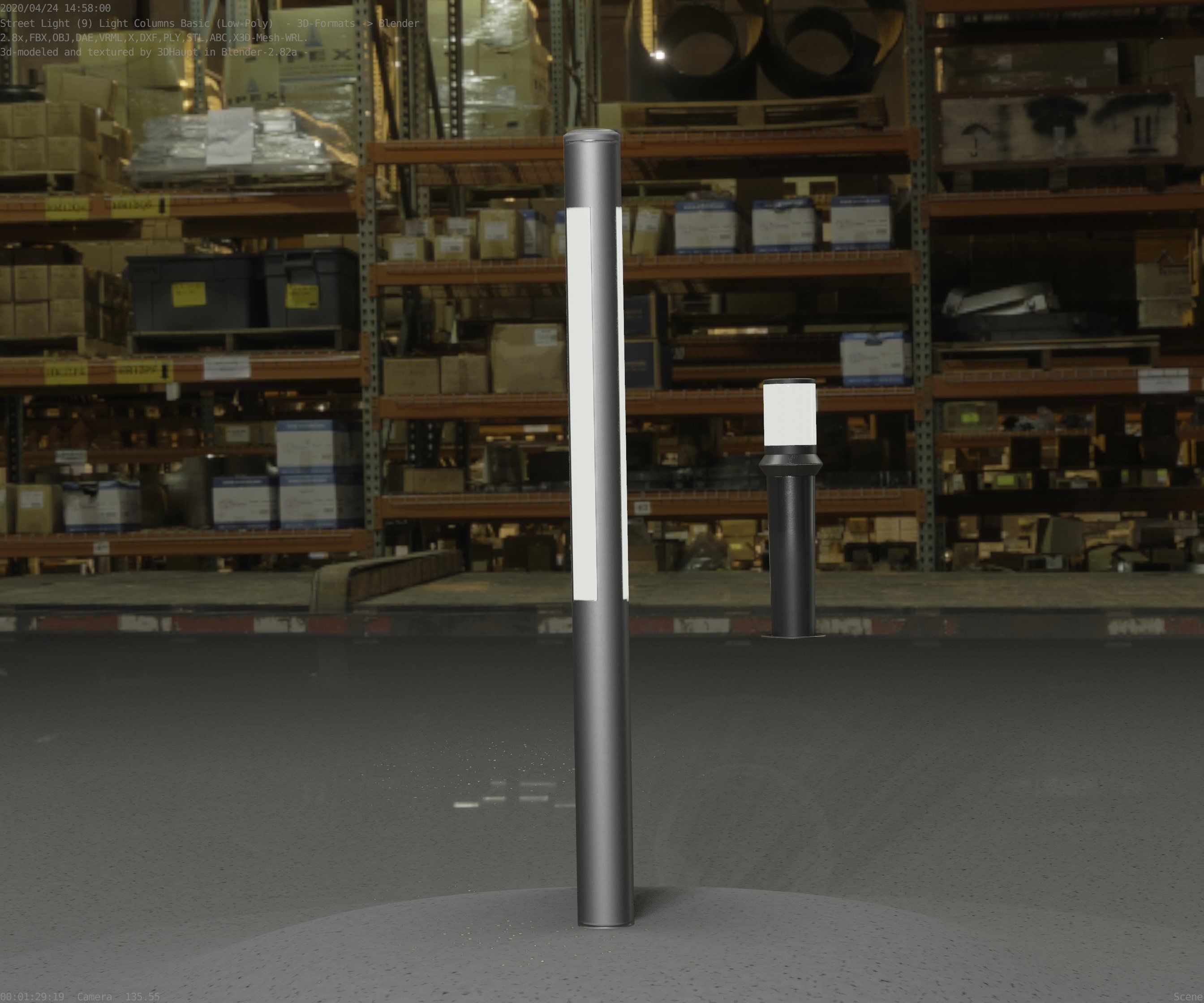 Low-Poly Basic Light Column 22 - Street Light Set-9 Low-poly 3D model_55