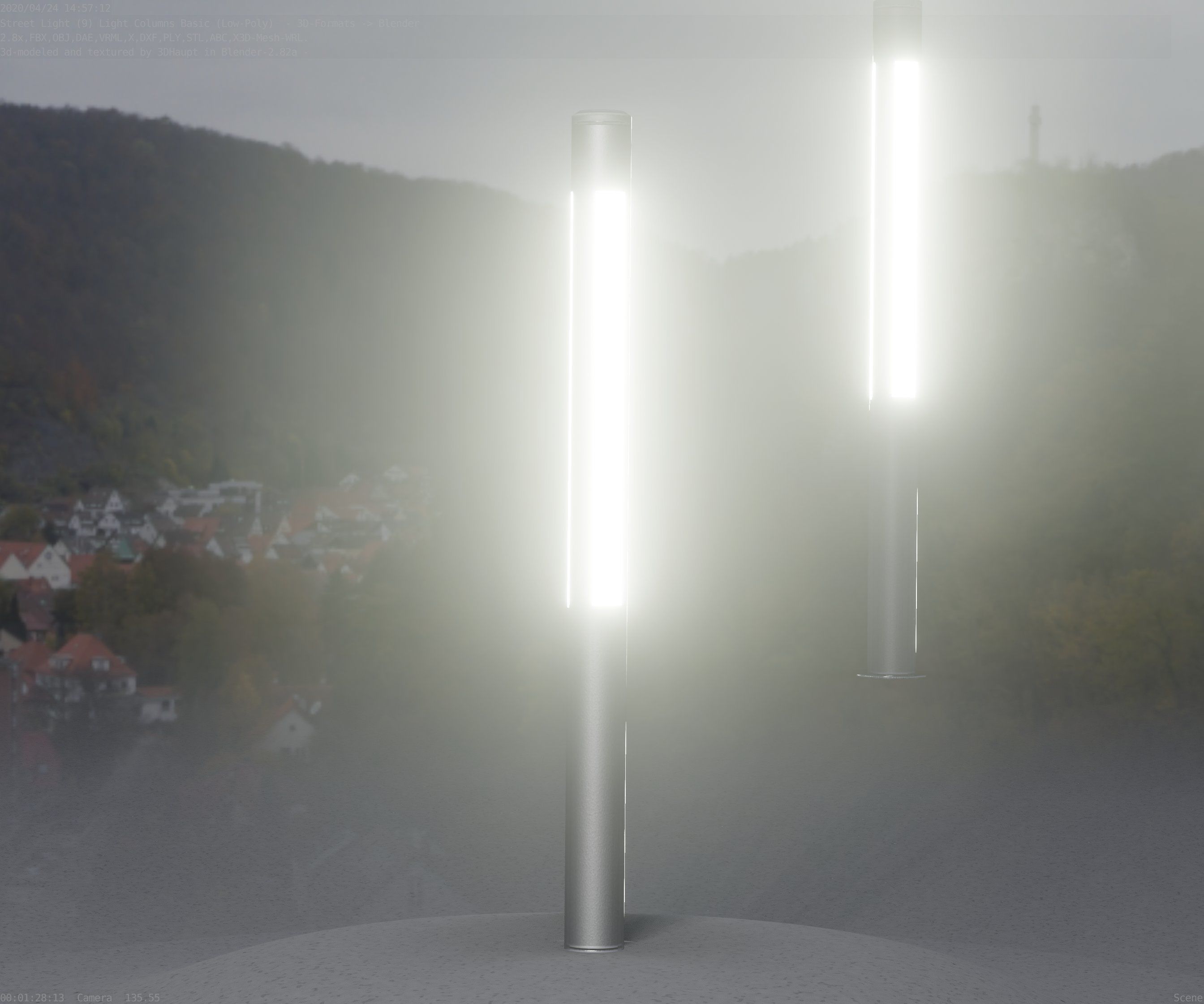 Low-Poly Basic Light Column 22 - Street Light Set-9 Low-poly 3D model_26