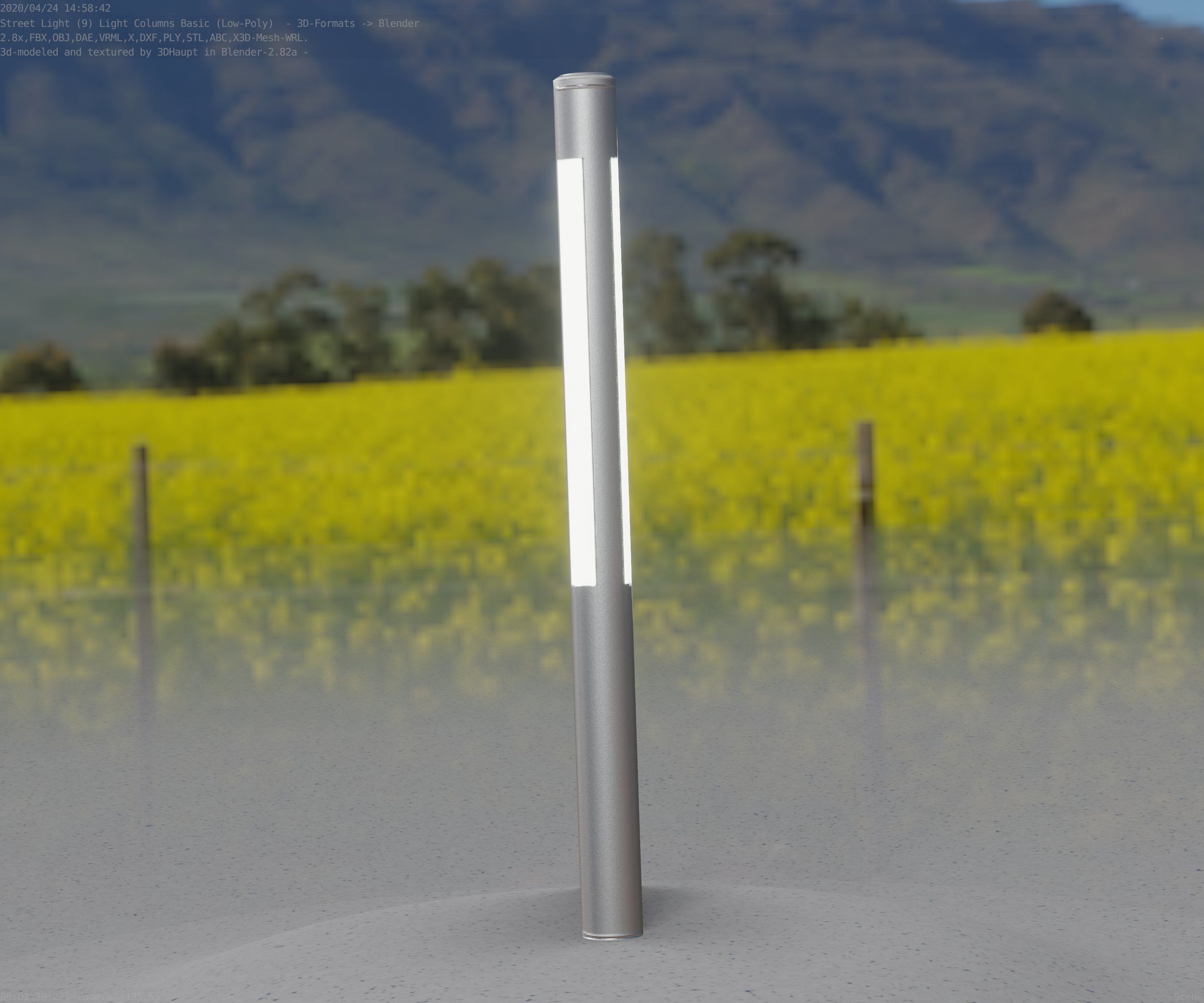 Low-Poly Basic Light Column 22 - Street Light Set-9 Low-poly 3D model_82