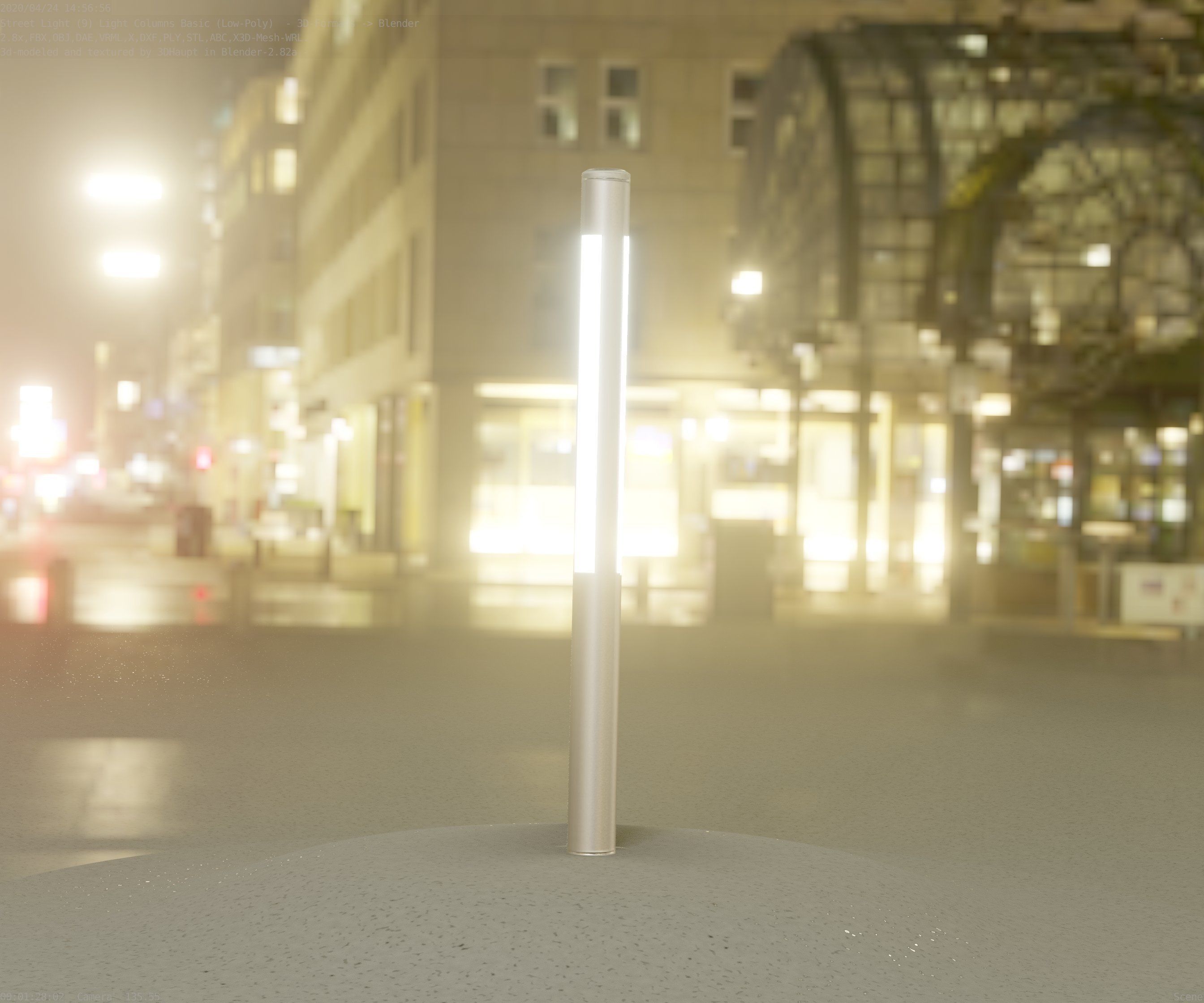 Low-Poly Basic Light Column 22 - Street Light Set-9 Low-poly 3D model_15