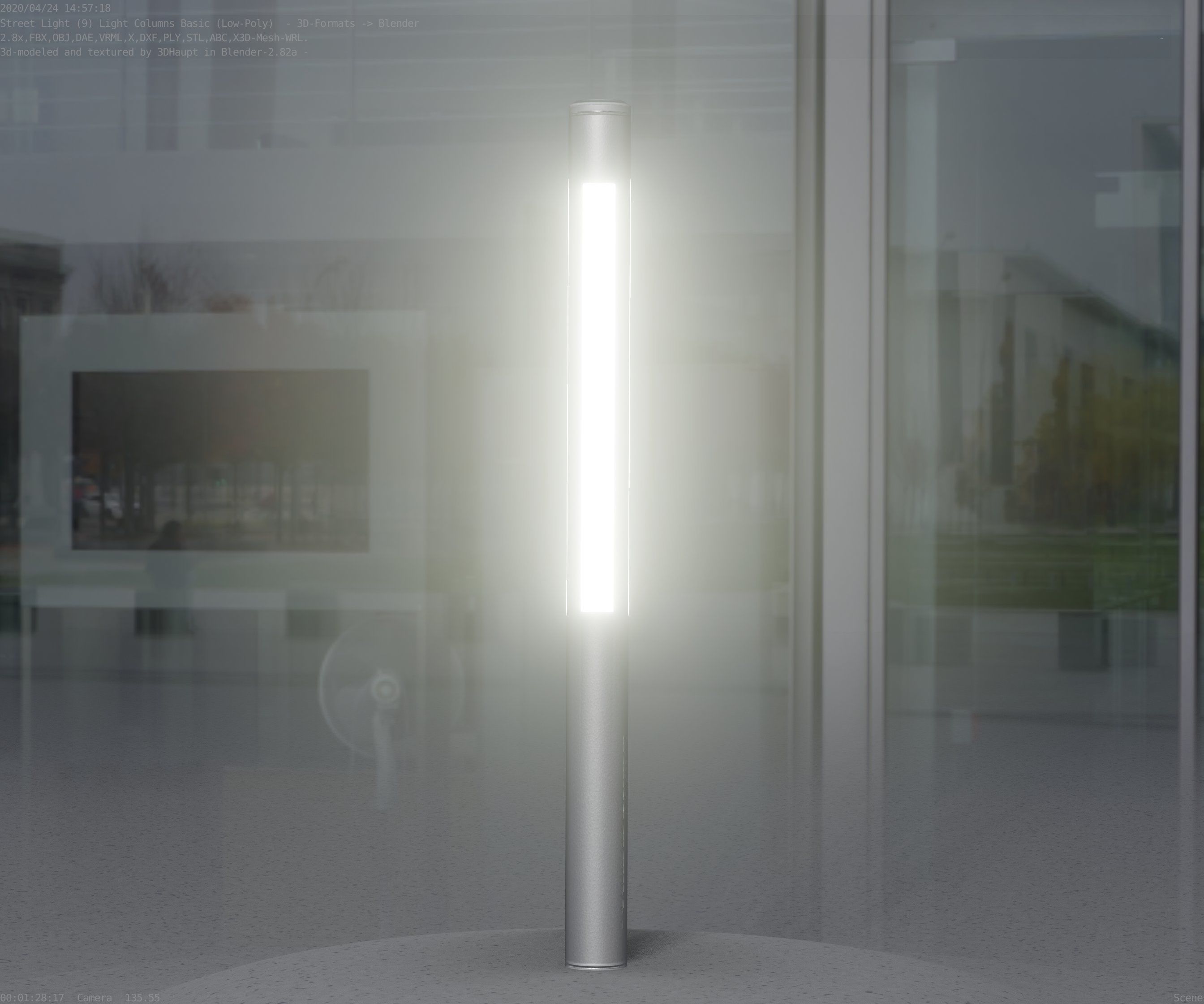 Low-Poly Basic Light Column 22 - Street Light Set-9 Low-poly 3D model_30