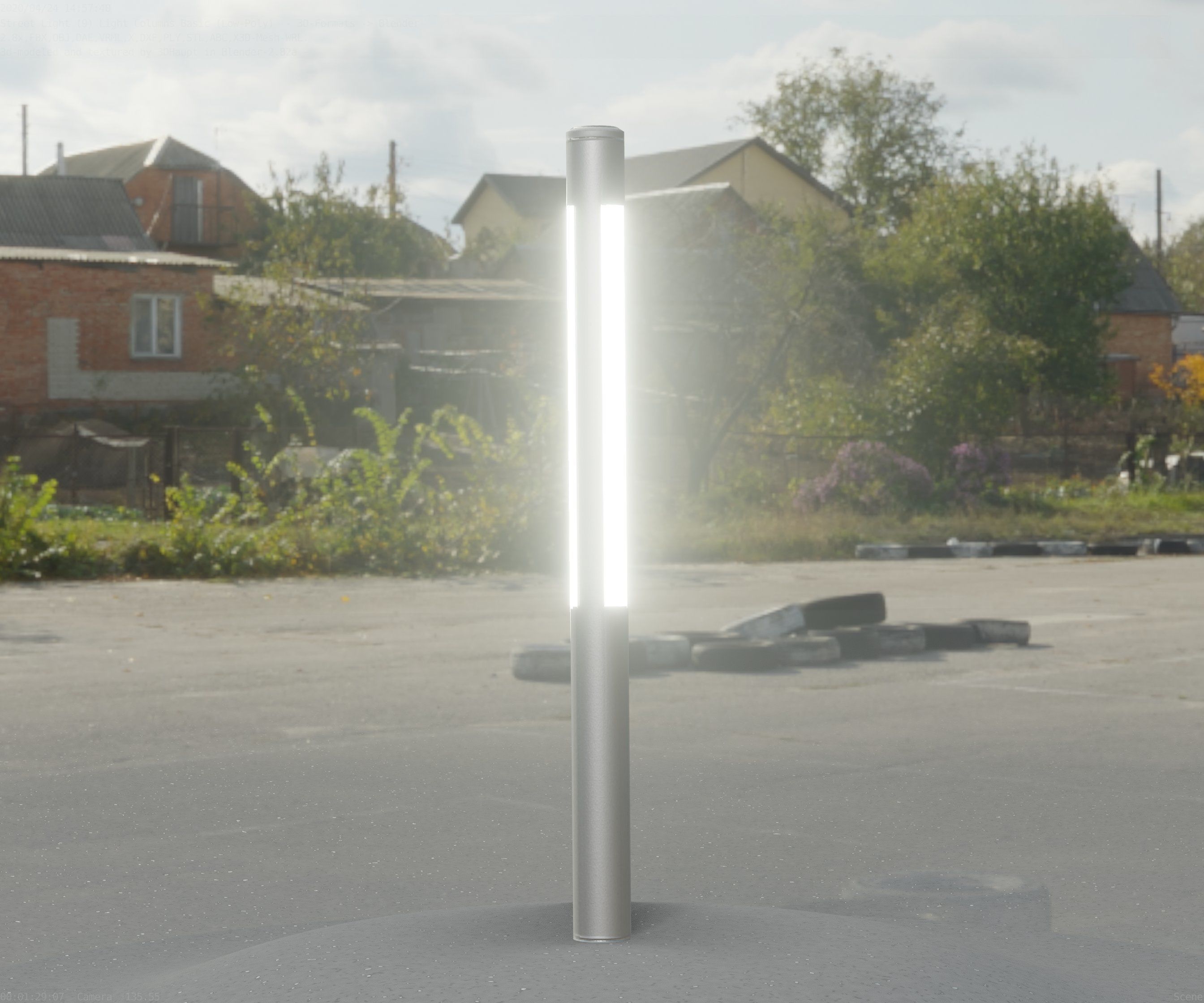 Low-Poly Basic Light Column 22 - Street Light Set-9 Low-poly 3D model_43