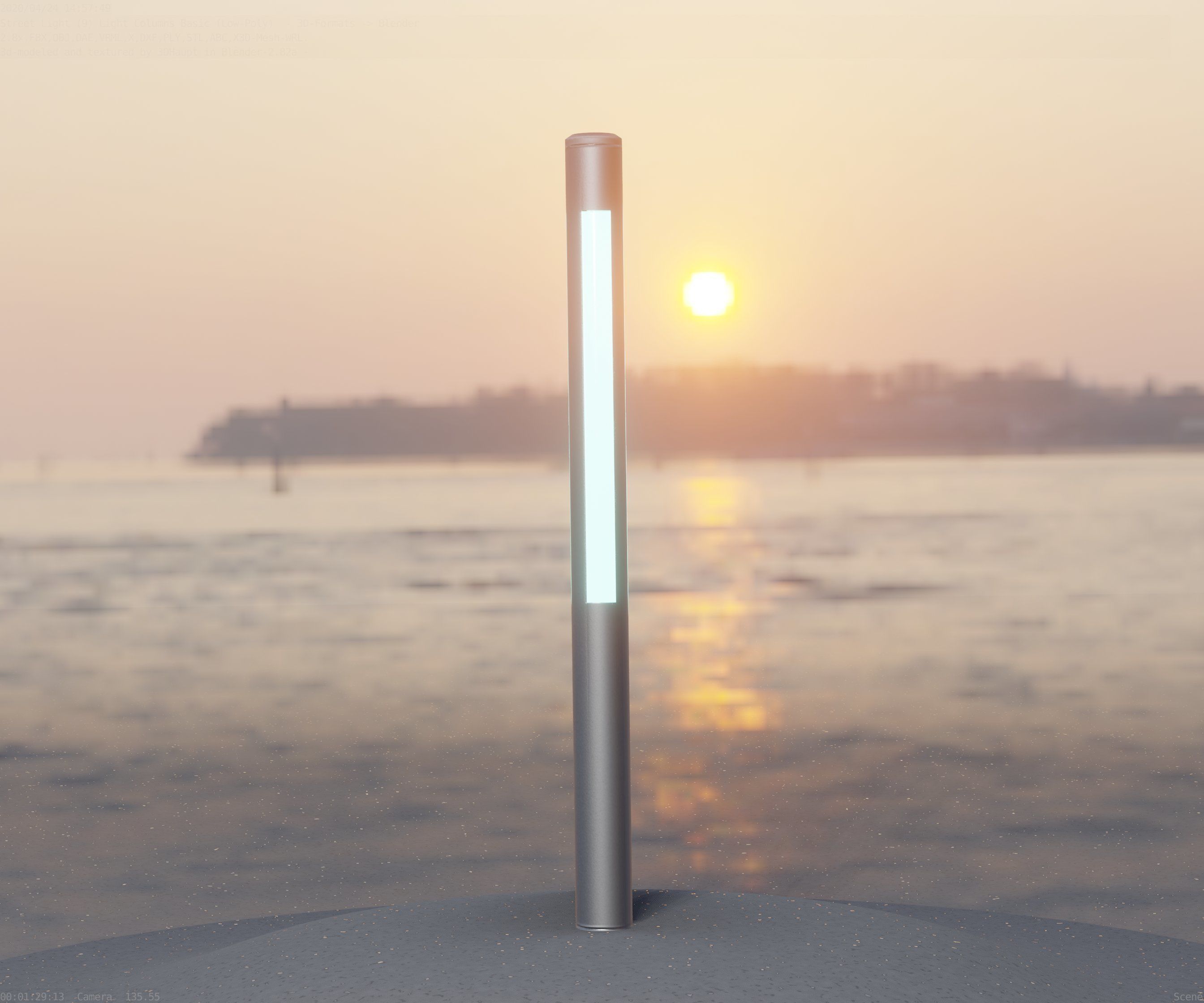 Low-Poly Basic Light Column 22 - Street Light Set-9 Low-poly 3D model_49