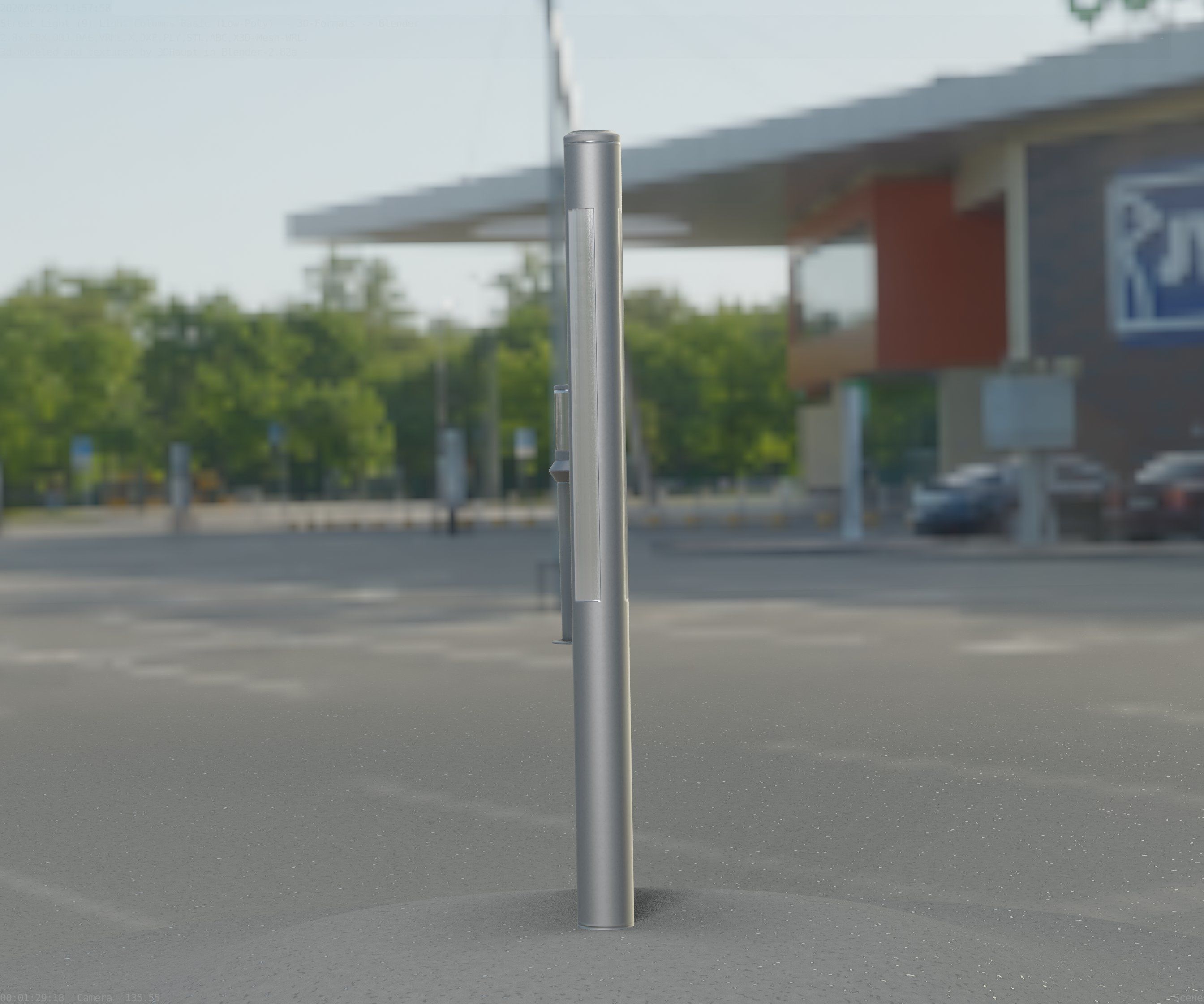 Low-Poly Basic Light Column 22 - Street Light Set-9 Low-poly 3D model_54