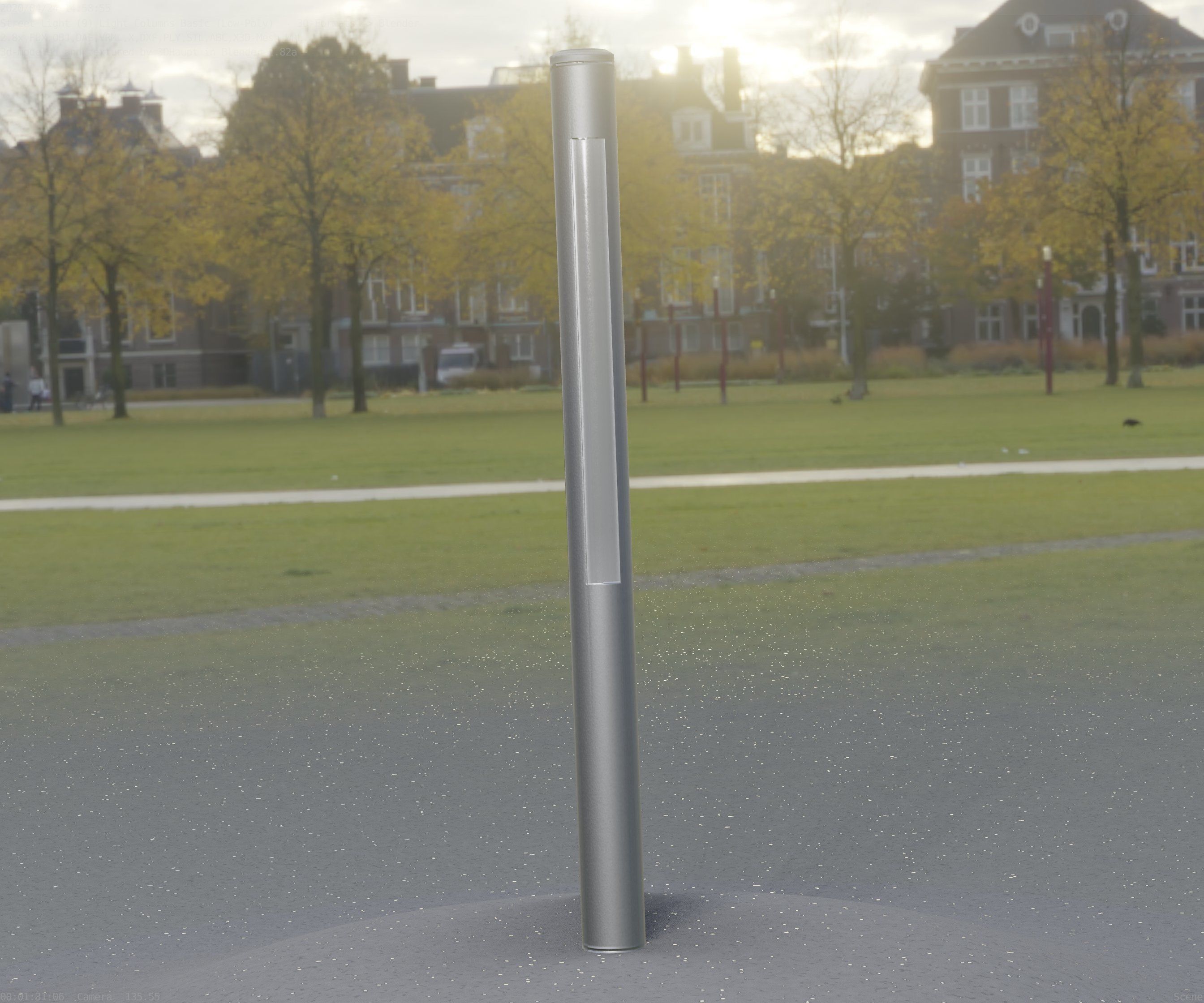 Low-Poly Basic Light Column 22 - Street Light Set-9 Low-poly 3D model_90