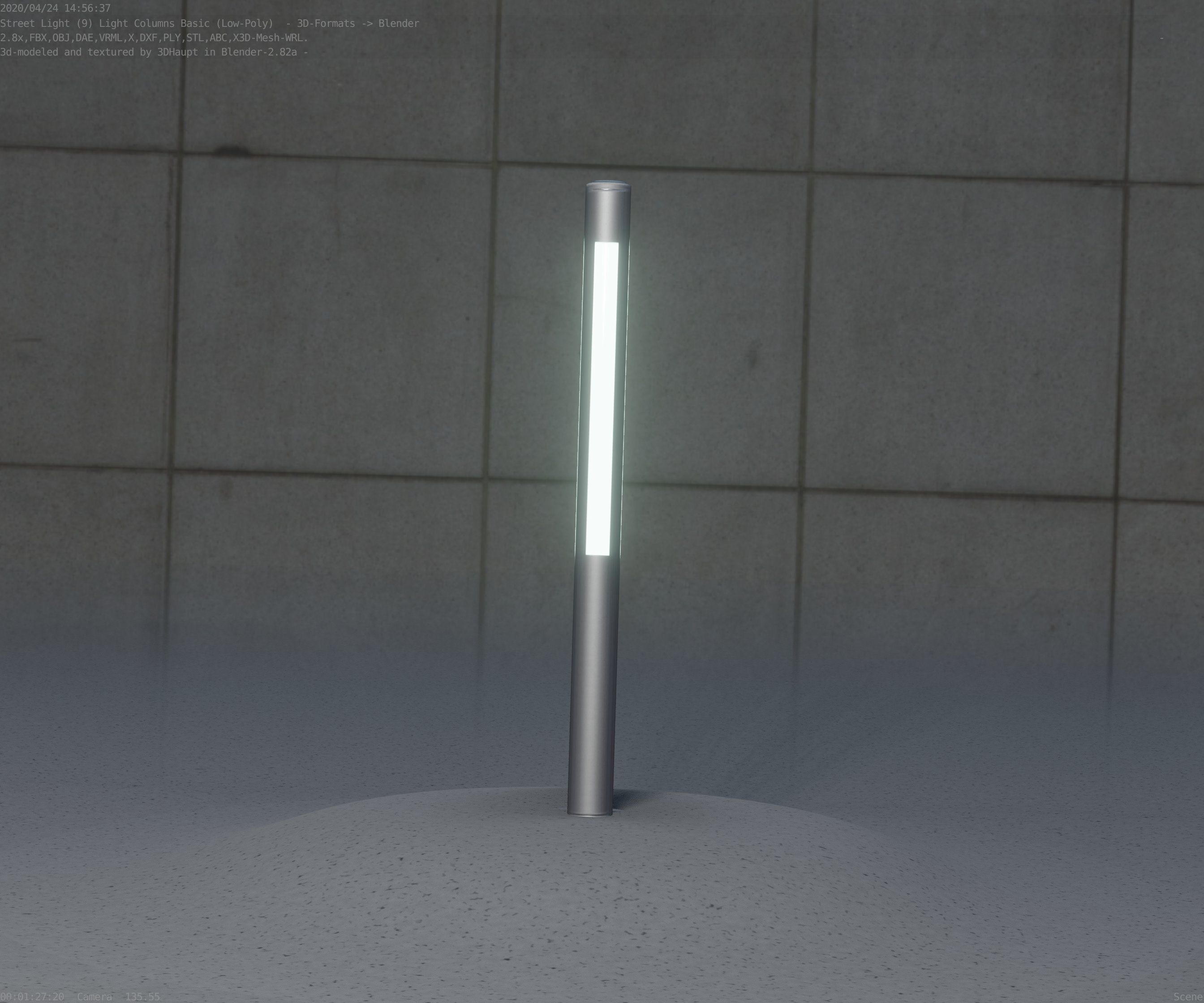 Low-Poly Basic Light Column 22 - Street Light Set-9 Low-poly 3D model_9