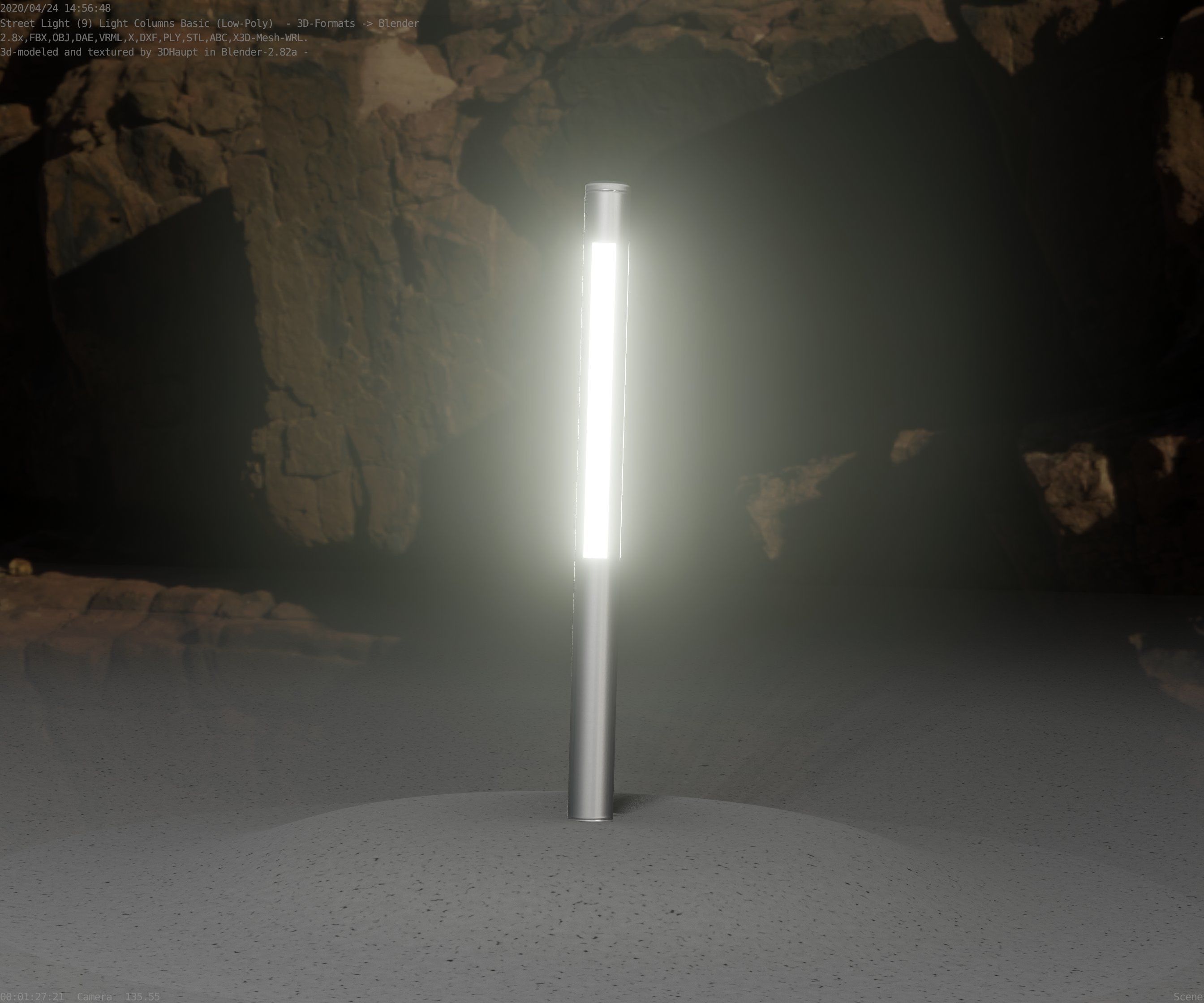 Low-Poly Basic Light Column 22 - Street Light Set-9 Low-poly 3D model_10