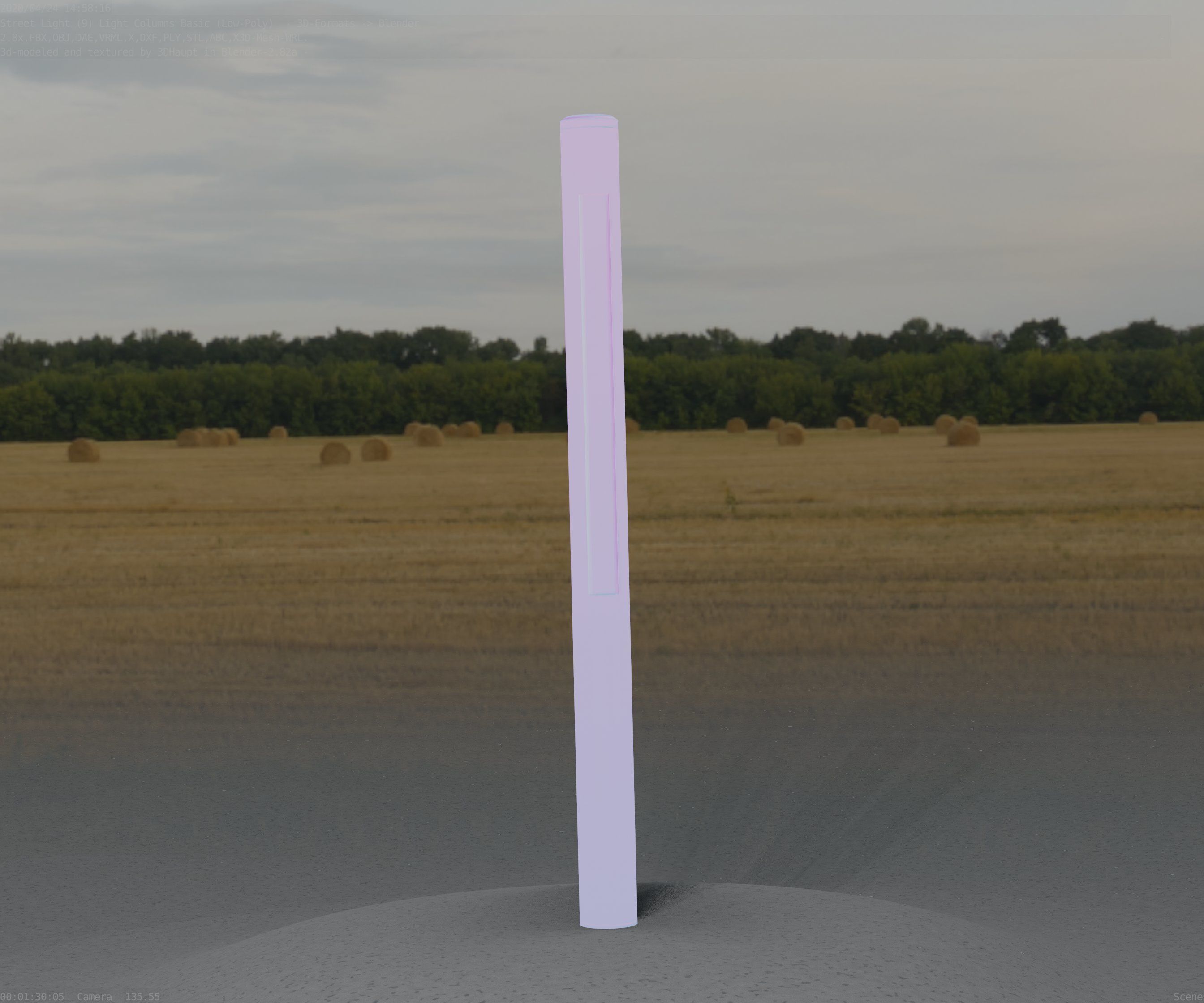 Low-Poly Basic Light Column 22 - Street Light Set-9 Low-poly 3D model_65