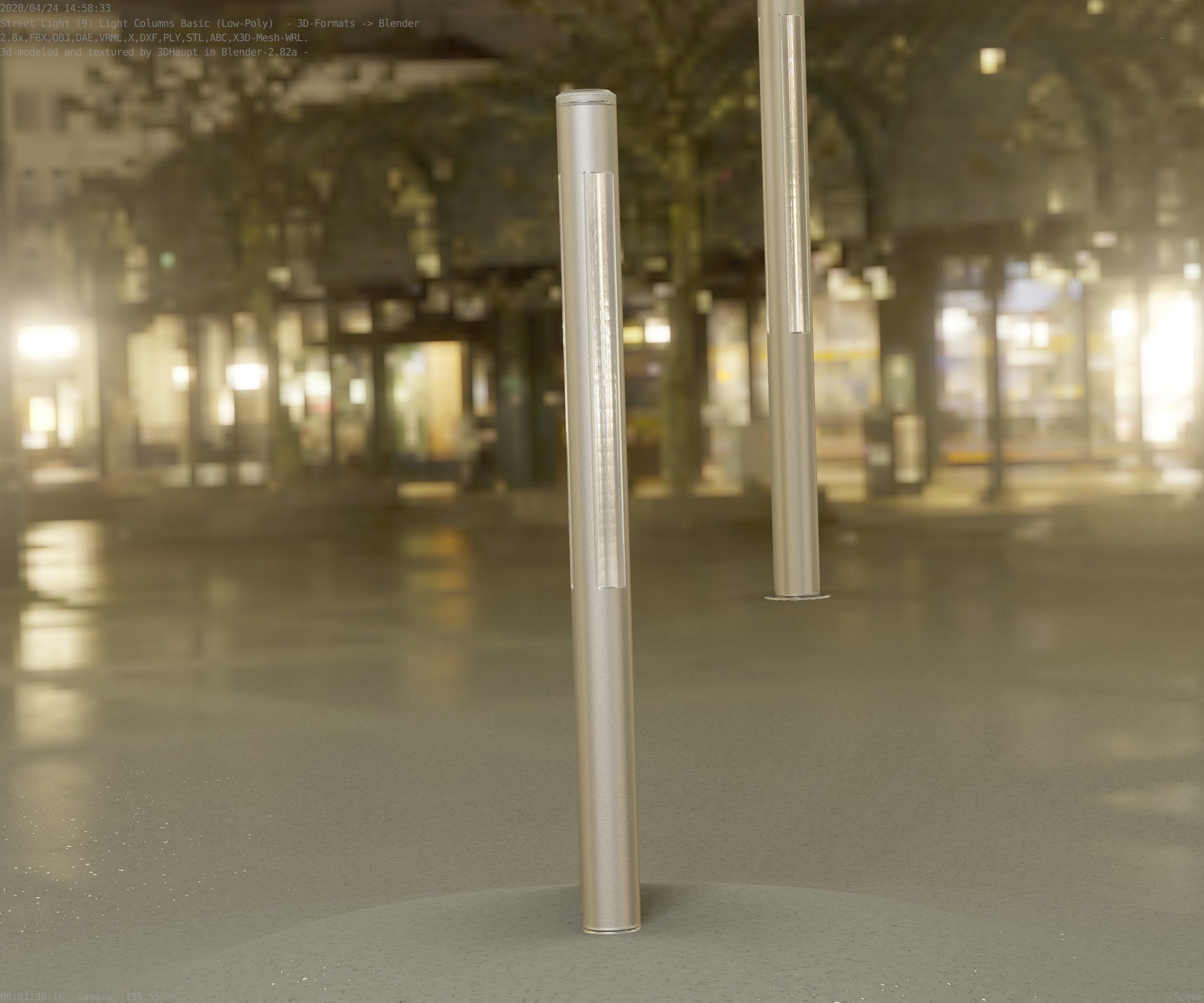 Low-Poly Basic Light Column 22 - Street Light Set-9 Low-poly 3D model_76