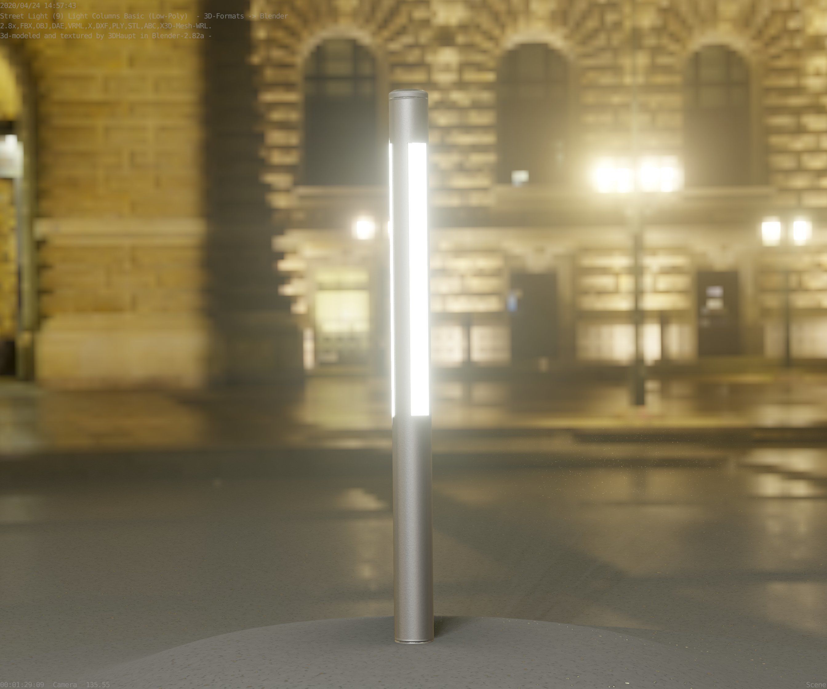 Low-Poly Basic Light Column 22 - Street Light Set-9 Low-poly 3D model_45