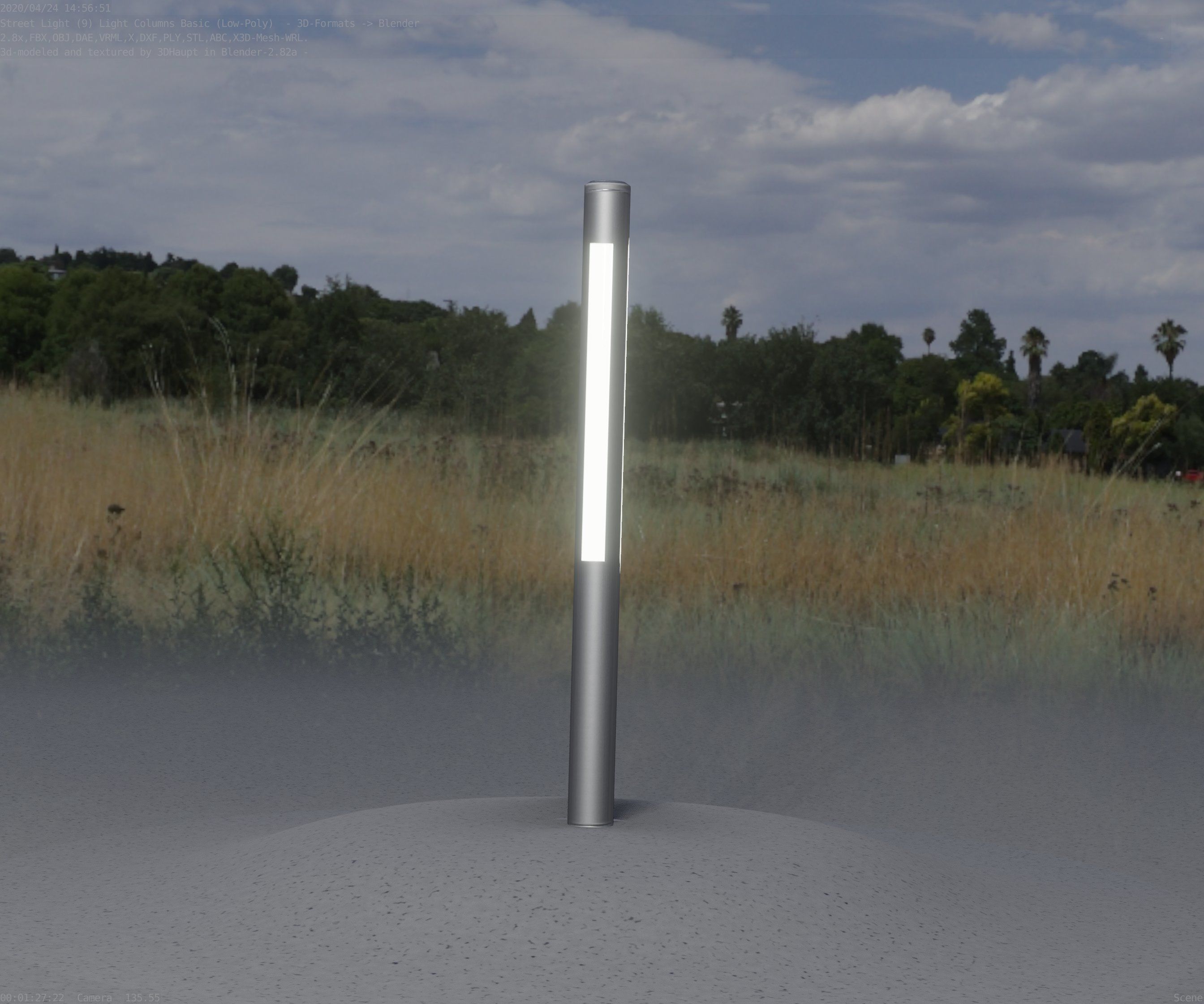 Low-Poly Basic Light Column 22 - Street Light Set-9 Low-poly 3D model_11