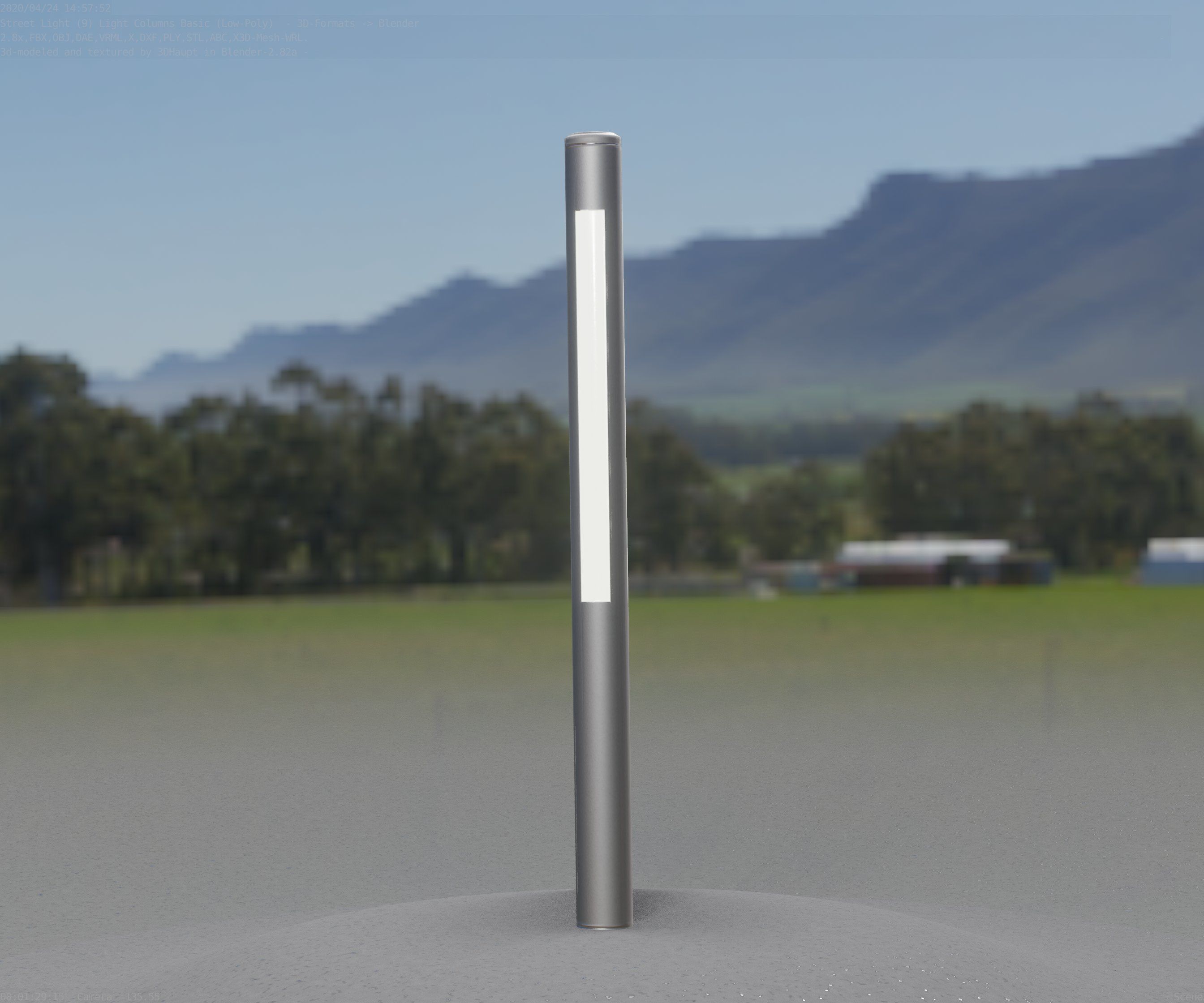 Low-Poly Basic Light Column 22 - Street Light Set-9 Low-poly 3D model_51