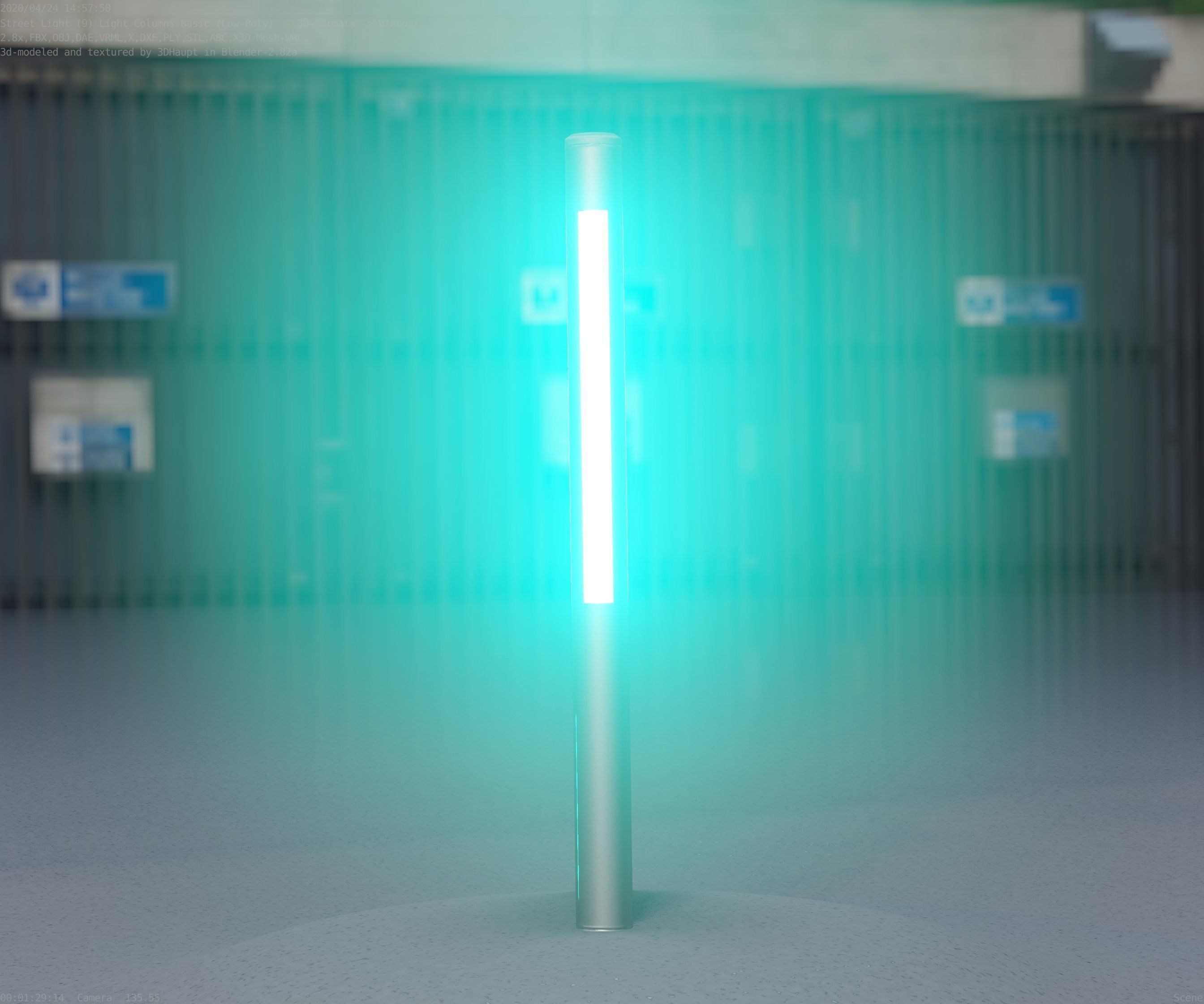 Low-Poly Basic Light Column 22 - Street Light Set-9 Low-poly 3D model_50