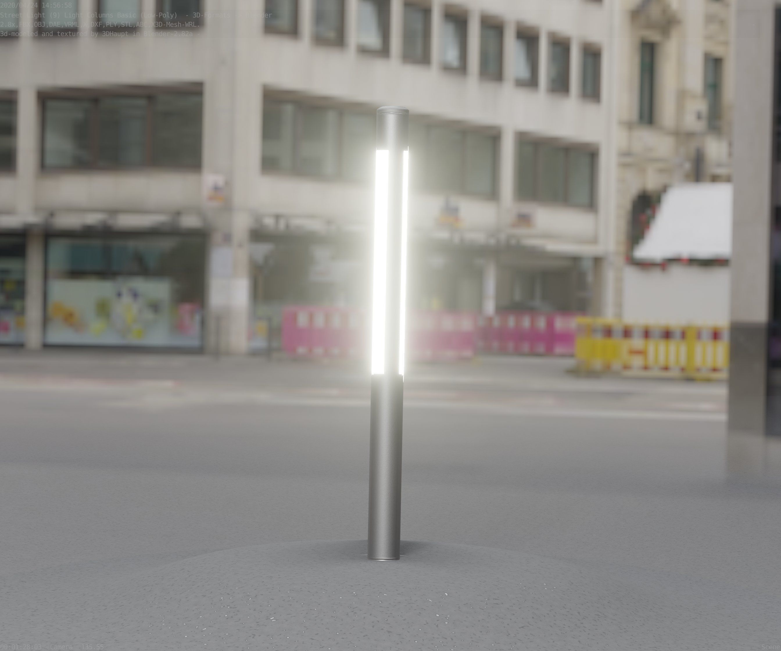 Low-Poly Basic Light Column 22 - Street Light Set-9 Low-poly 3D model_16