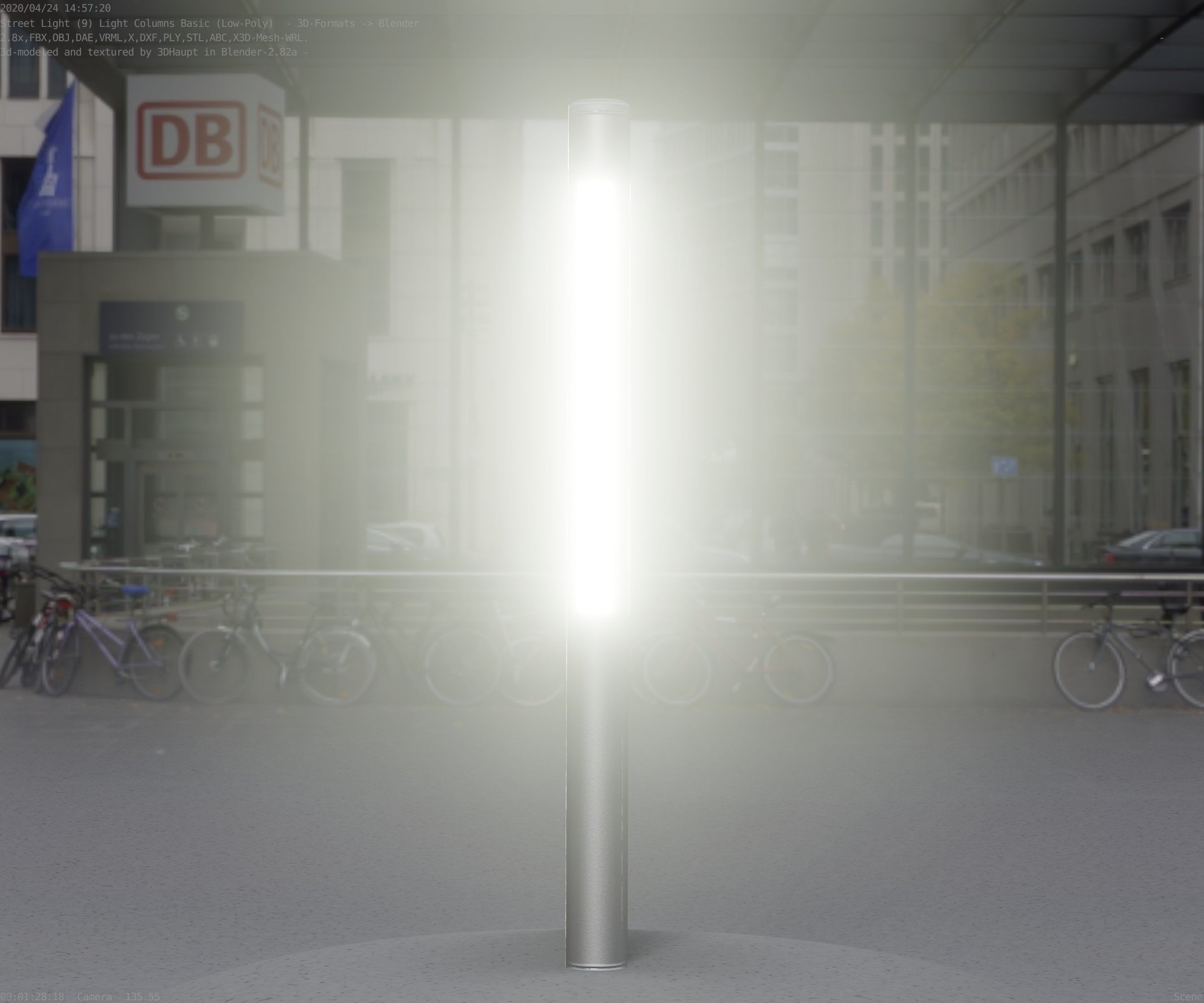 Low-Poly Basic Light Column 22 - Street Light Set-9 Low-poly 3D model_31