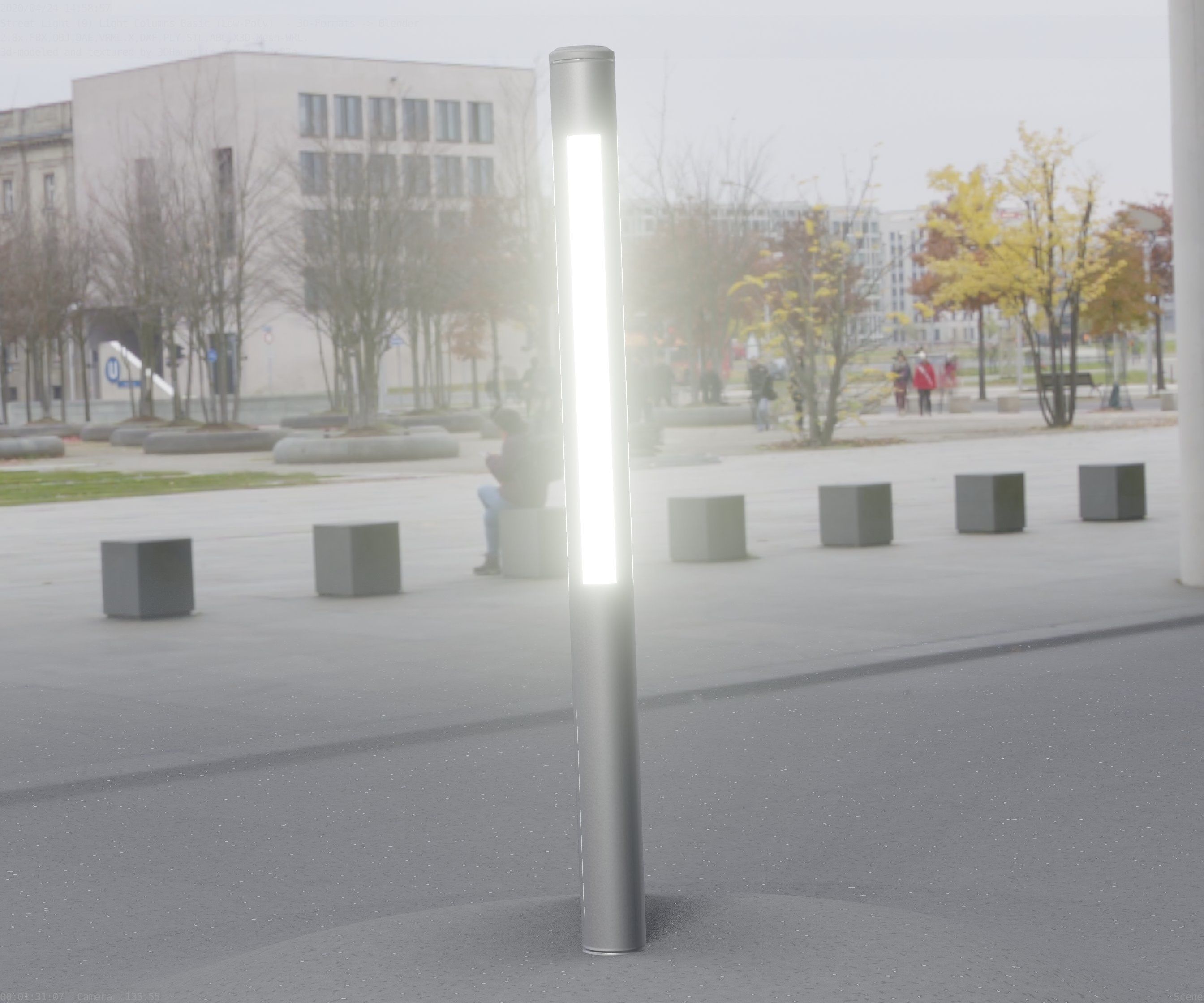 Low-Poly Basic Light Column 22 - Street Light Set-9 Low-poly 3D model_91