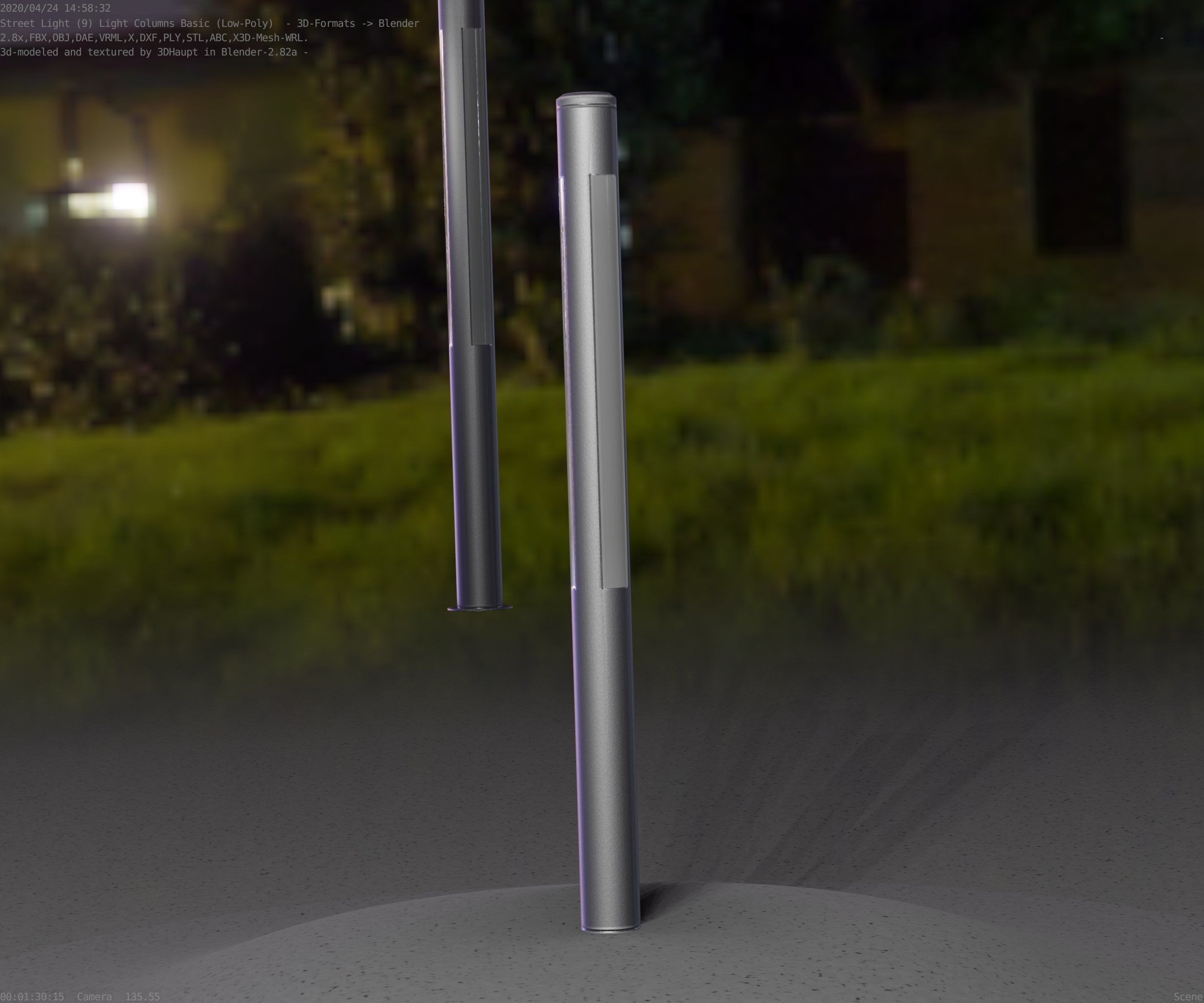 Low-Poly Basic Light Column 22 - Street Light Set-9 Low-poly 3D model_75