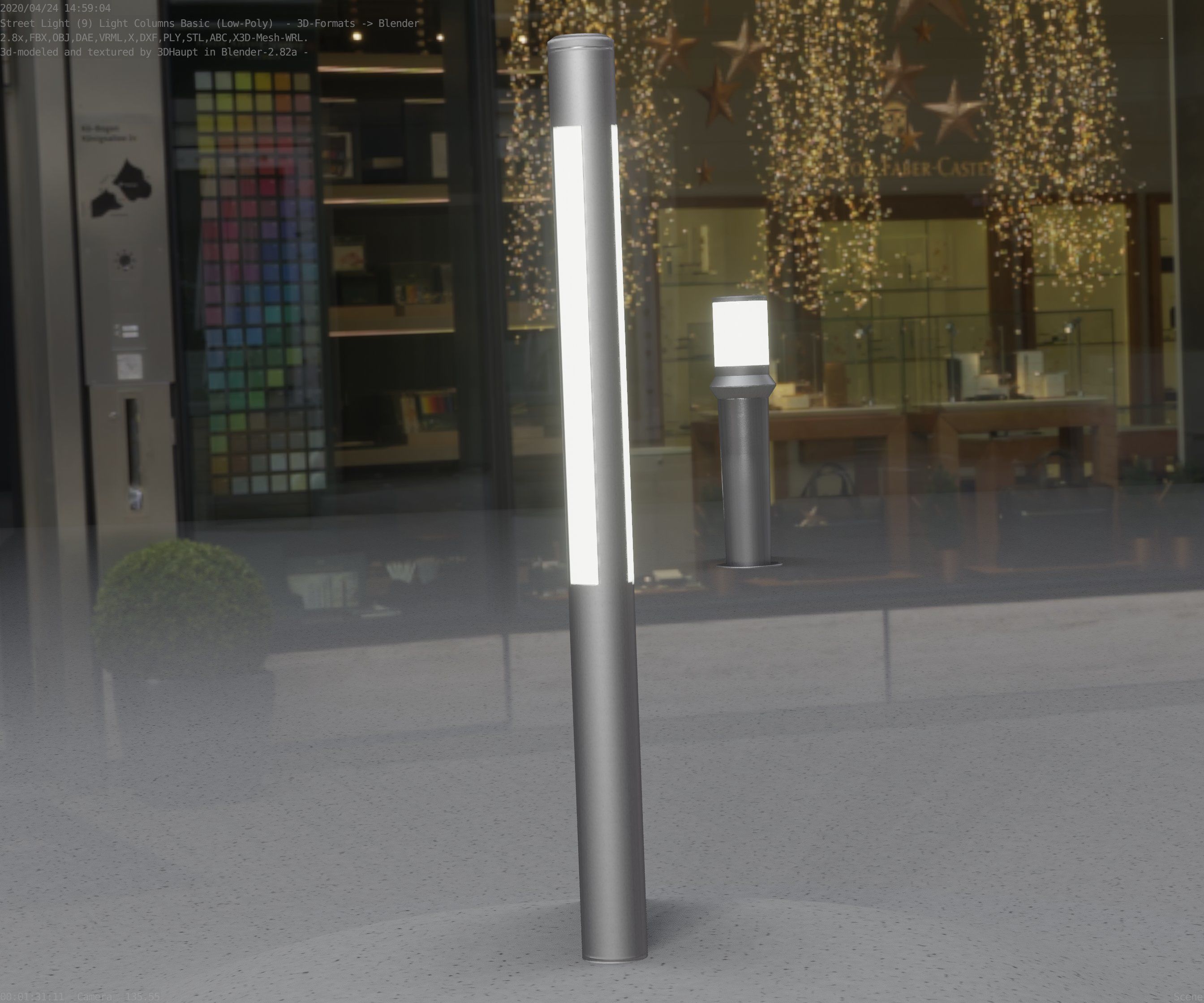 Low-Poly Basic Light Column 22 - Street Light Set-9 Low-poly 3D model_95
