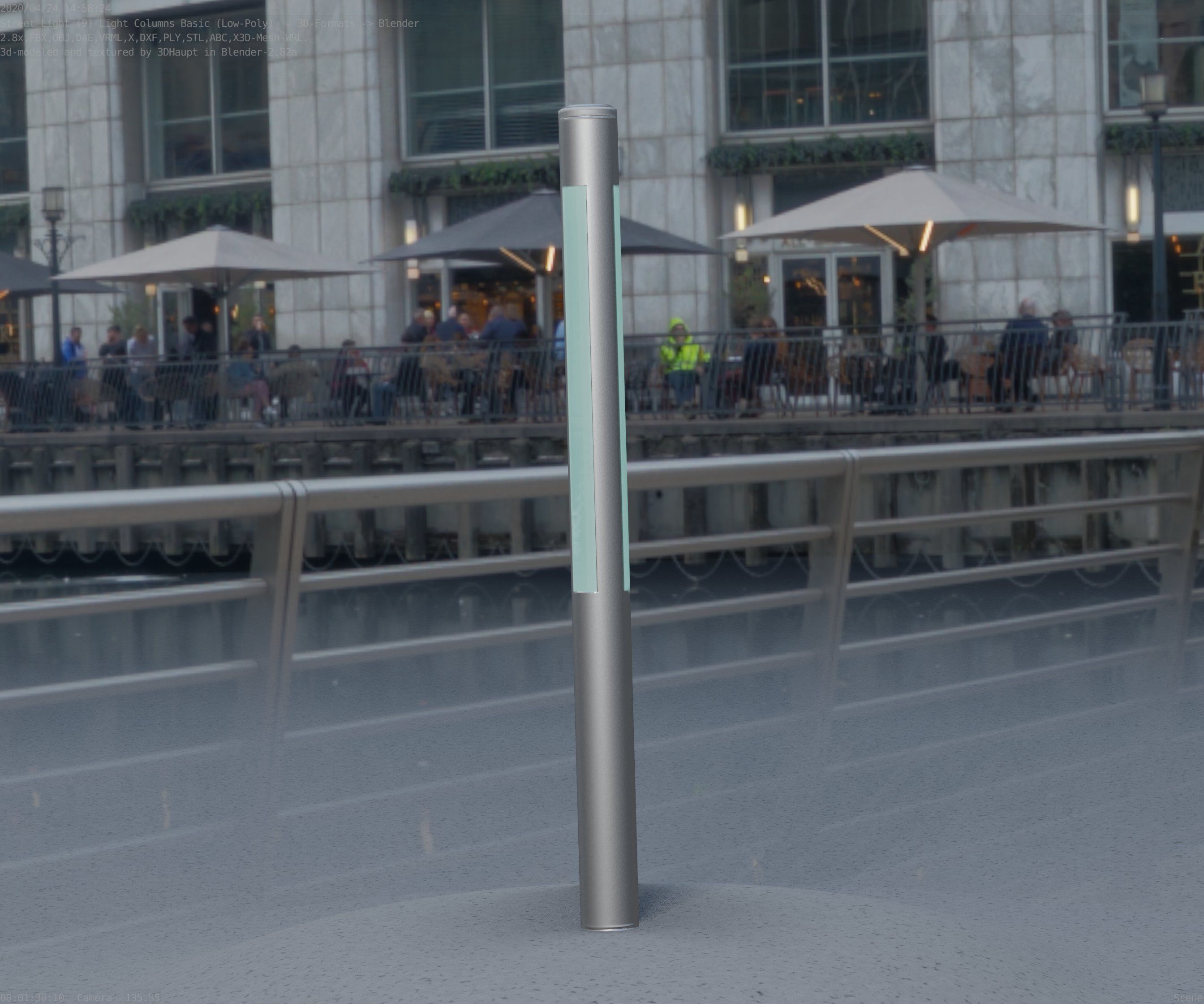 Low-Poly Basic Light Column 22 - Street Light Set-9 Low-poly 3D model_70