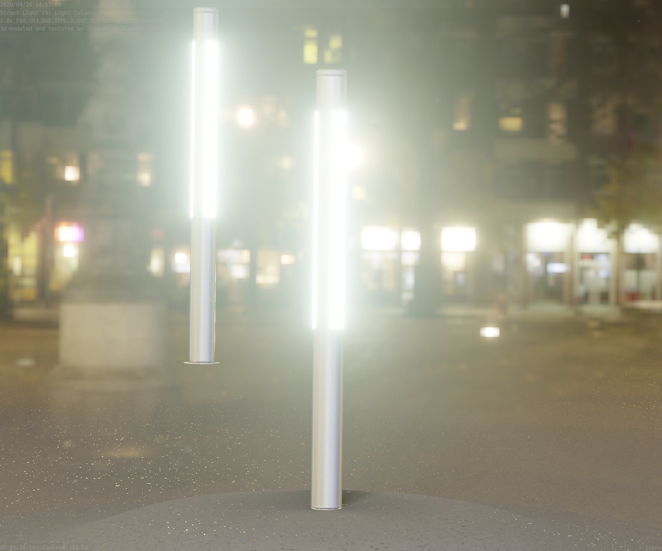 Low-Poly Basic Light Column 22 - Street Light Set-9 Low-poly 3D model_23