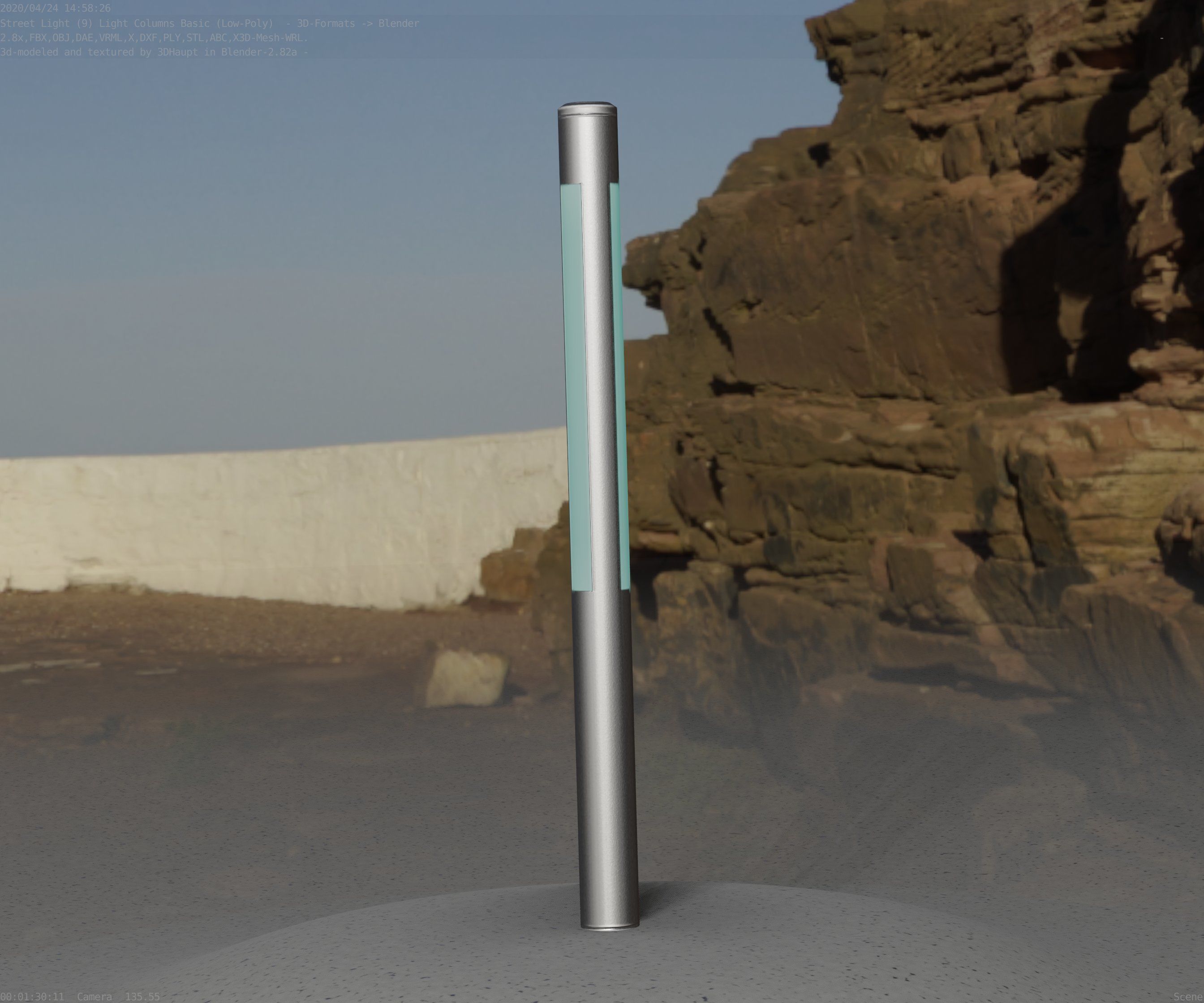 Low-Poly Basic Light Column 22 - Street Light Set-9 Low-poly 3D model_71