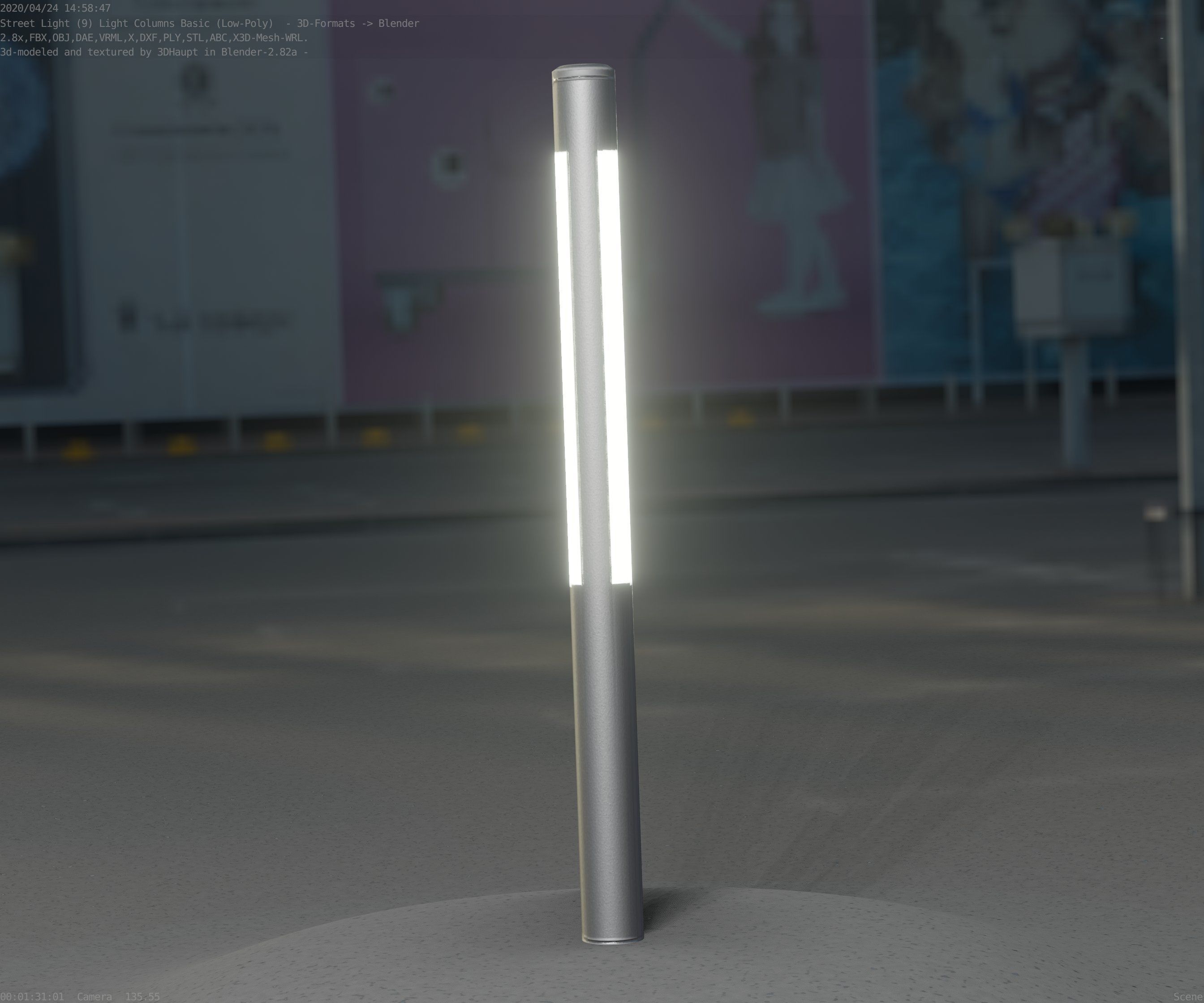 Low-Poly Basic Light Column 22 - Street Light Set-9 Low-poly 3D model_85