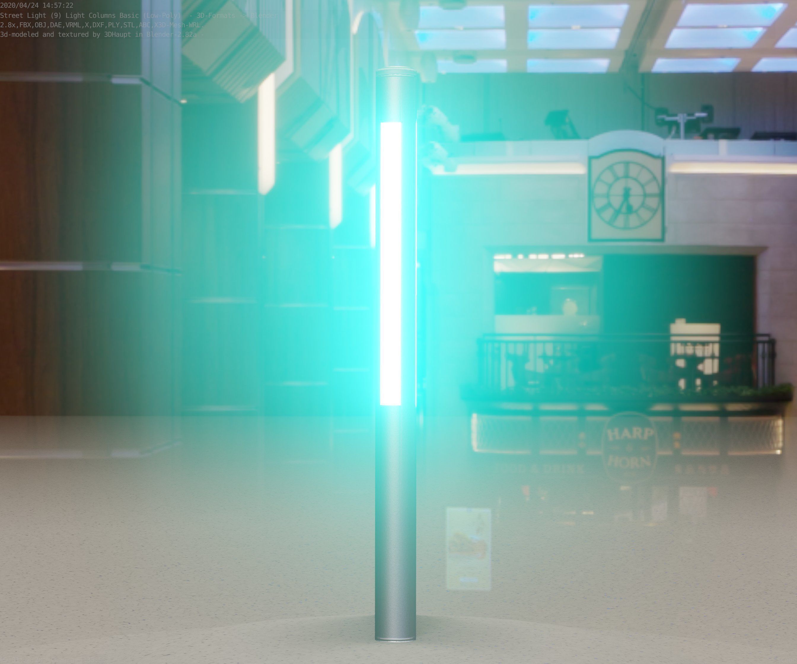 Low-Poly Basic Light Column 22 - Street Light Set-9 Low-poly 3D model_33