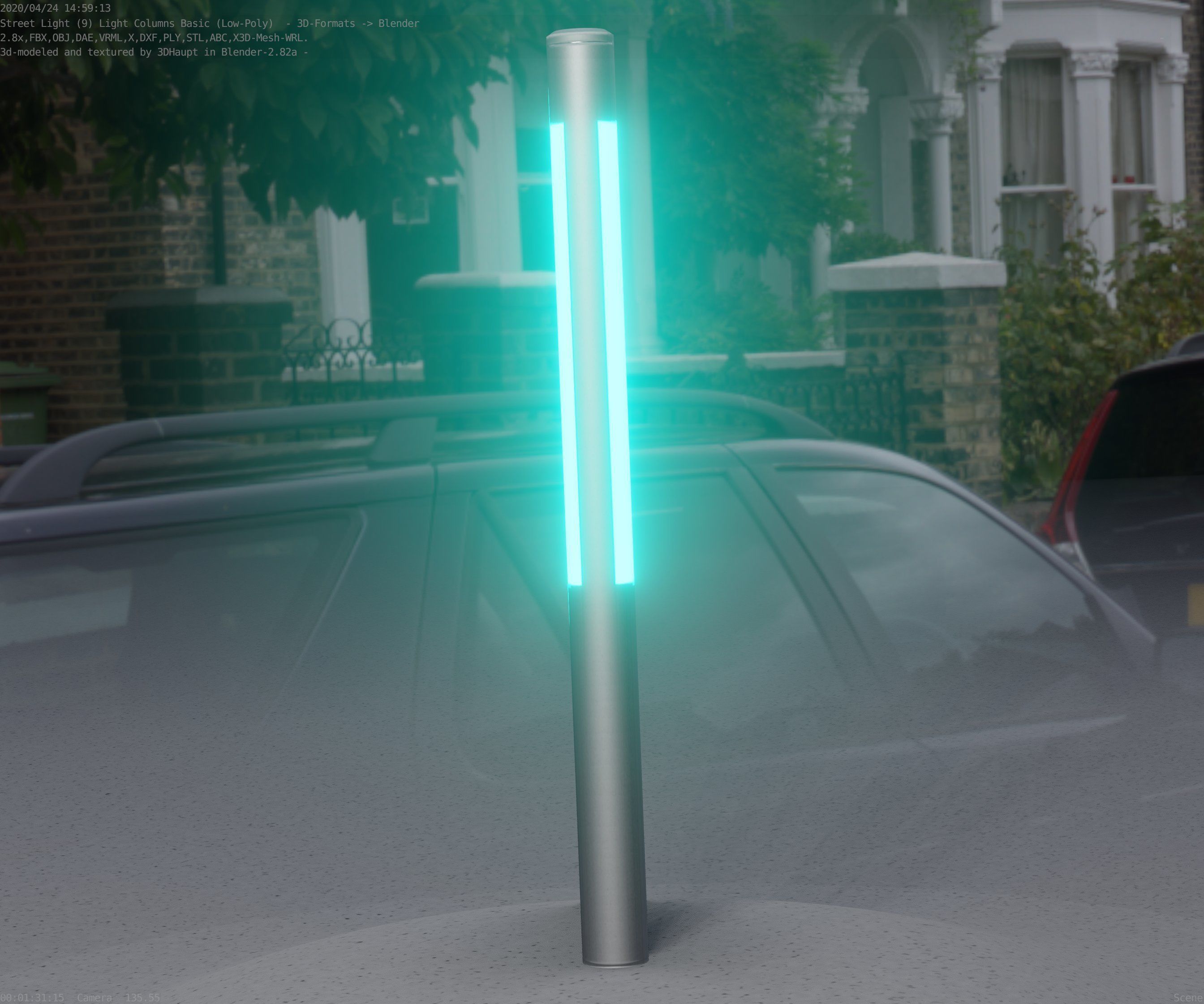 Low-Poly Basic Light Column 22 - Street Light Set-9 Low-poly 3D model_99