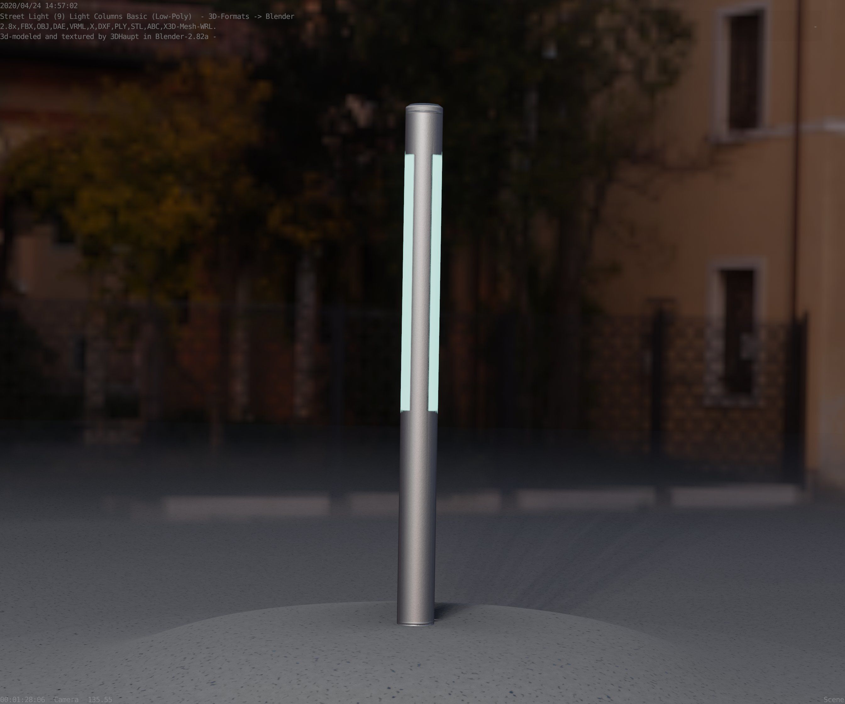 Low-Poly Basic Light Column 22 - Street Light Set-9 Low-poly 3D model_19