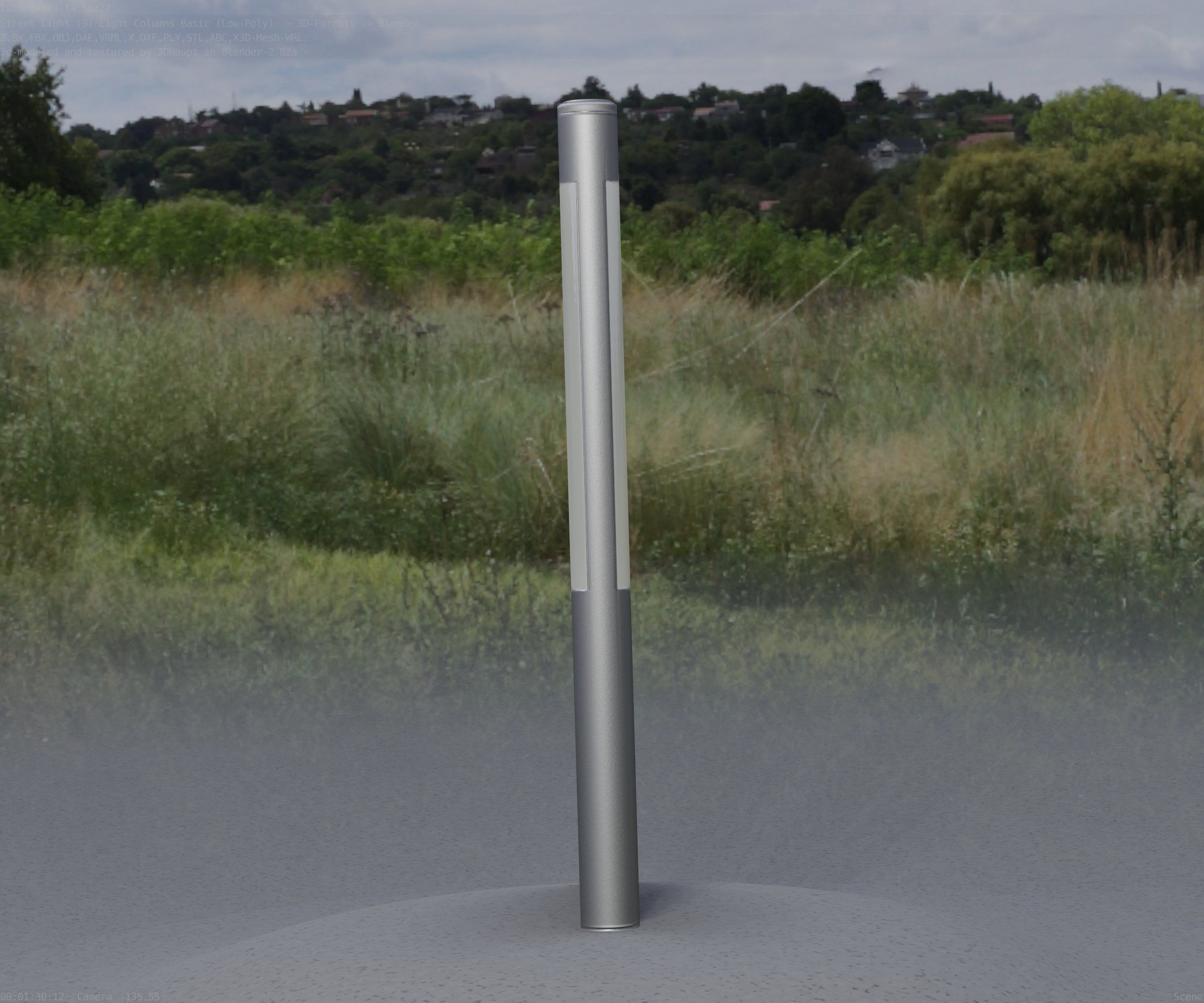 Low-Poly Basic Light Column 22 - Street Light Set-9 Low-poly 3D model_72