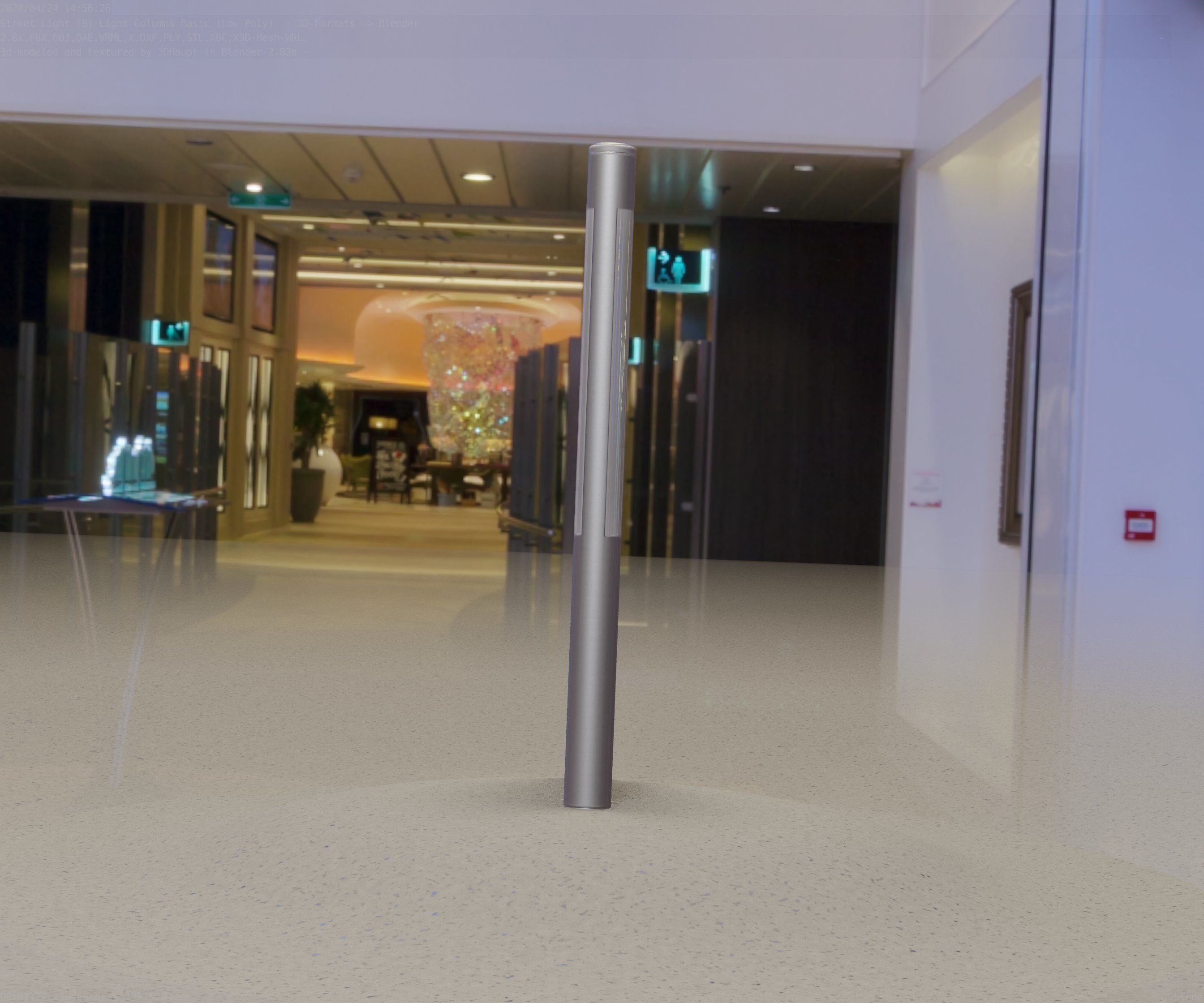 Low-Poly Basic Light Column 22 - Street Light Set-9 Low-poly 3D model_2