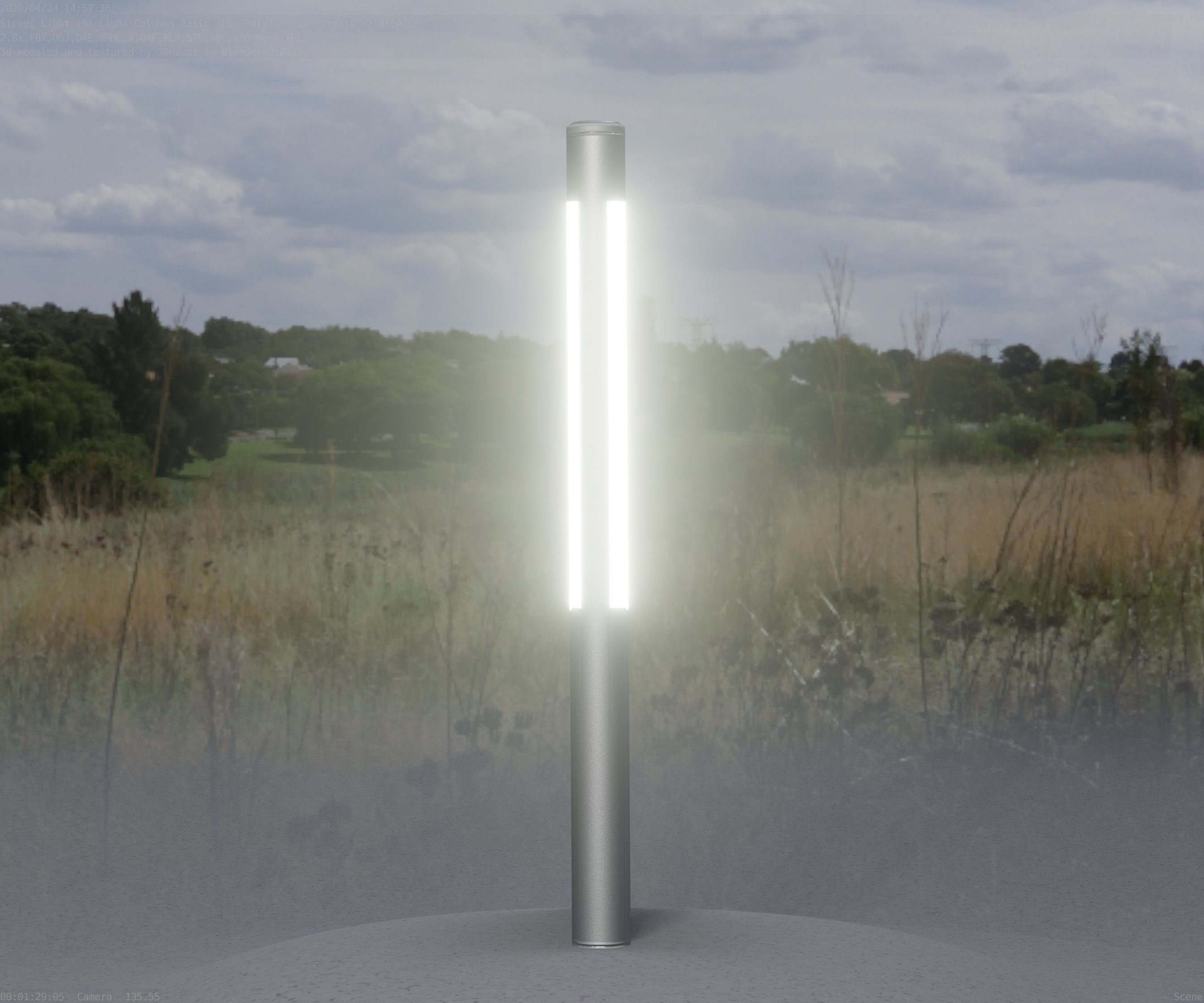 Low-Poly Basic Light Column 22 - Street Light Set-9 Low-poly 3D model_41