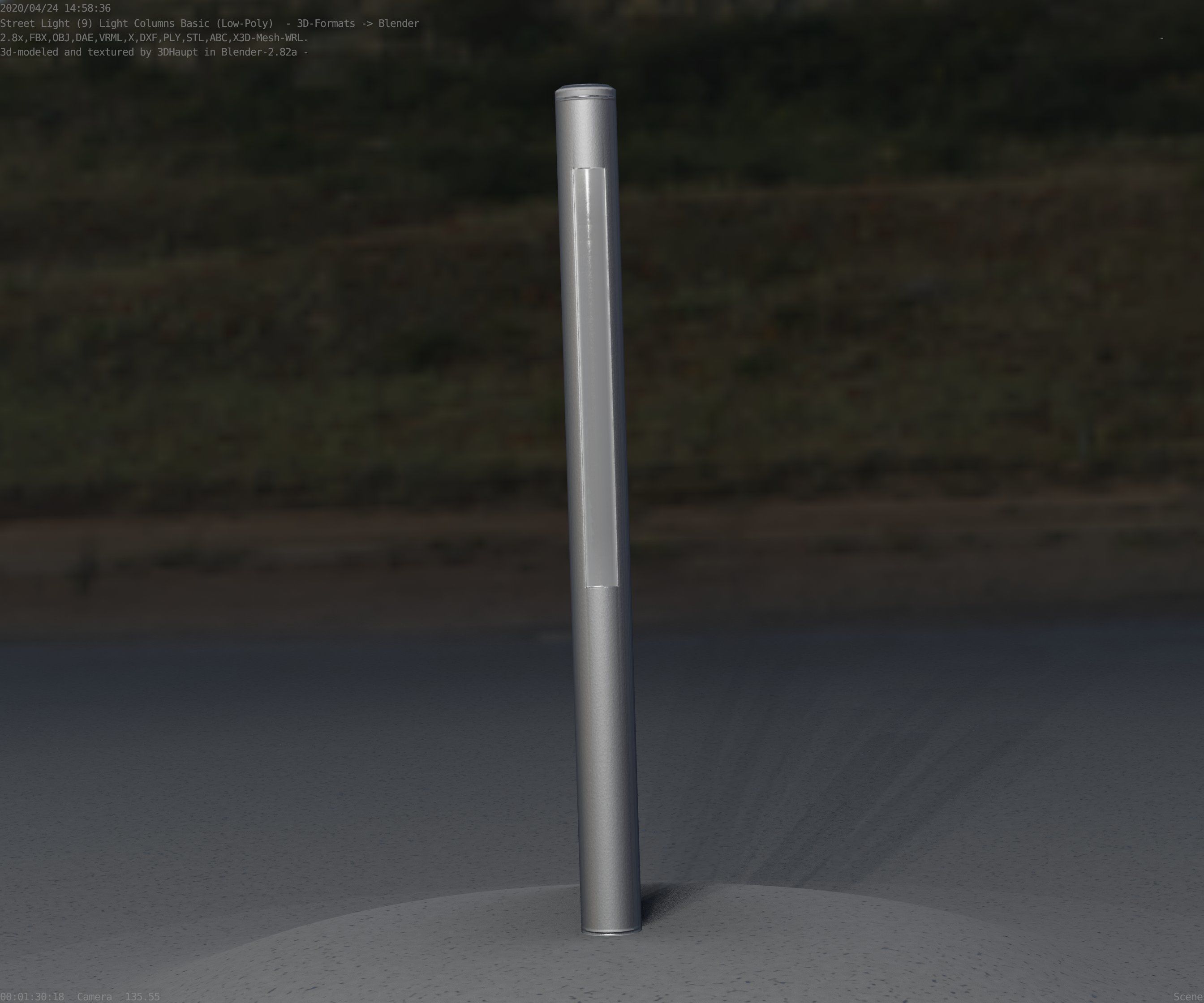 Low-Poly Basic Light Column 22 - Street Light Set-9 Low-poly 3D model_78