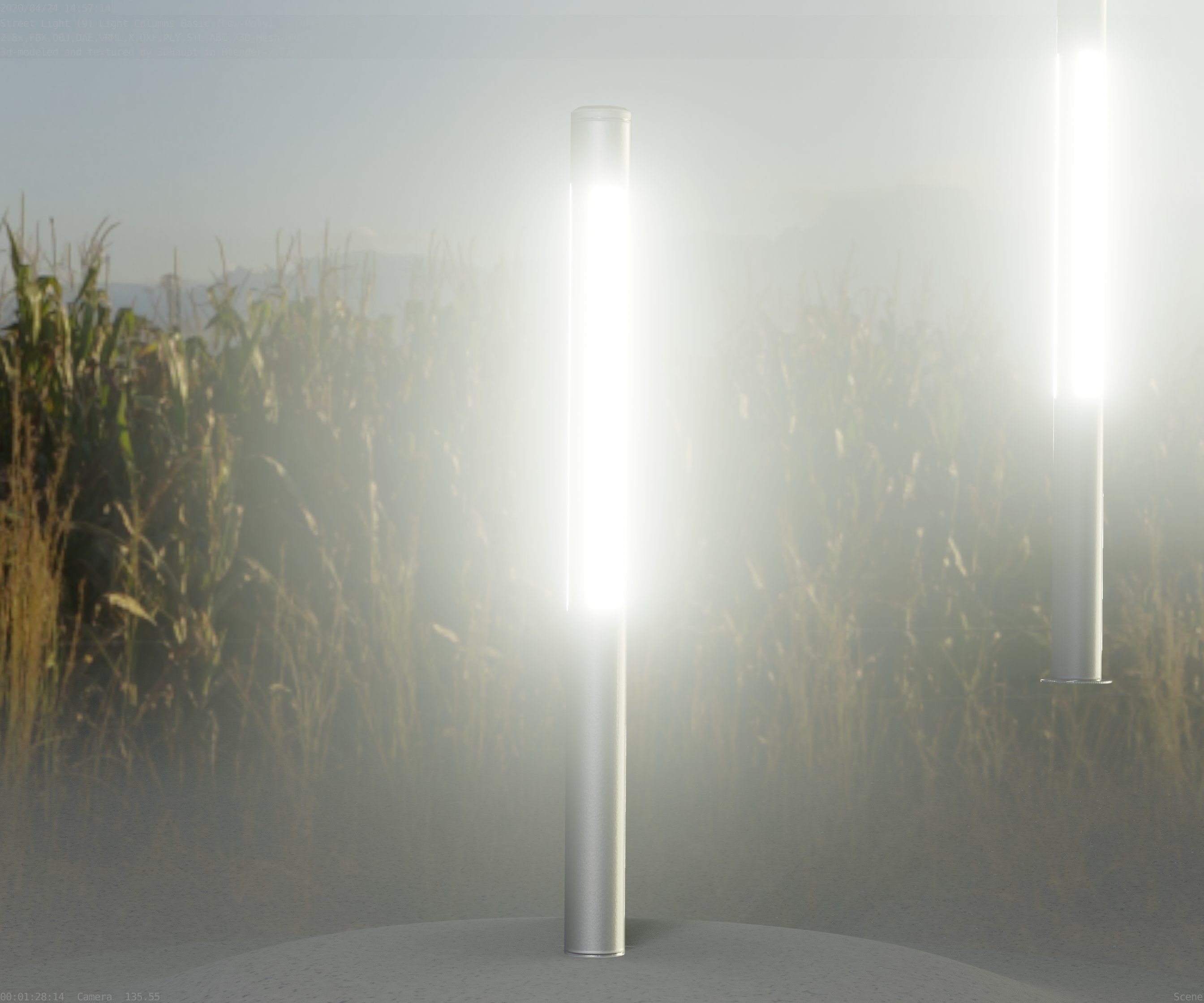 Low-Poly Basic Light Column 22 - Street Light Set-9 Low-poly 3D model_27